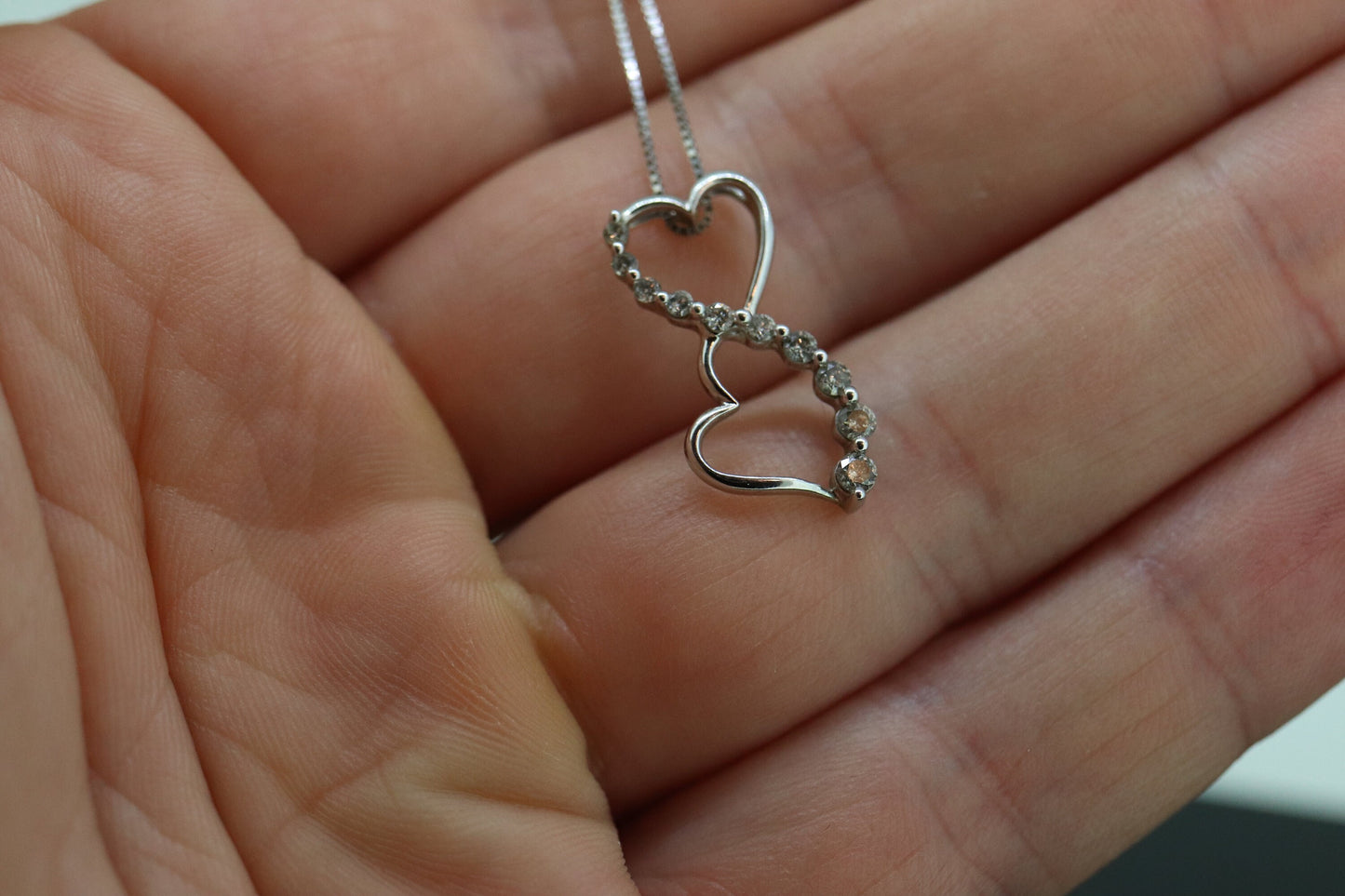 10k DIAMOND Journey Pendant open HEART Infinity Pendant necklace. 10k Infinity Heart Diamond Pendant. st(75)
