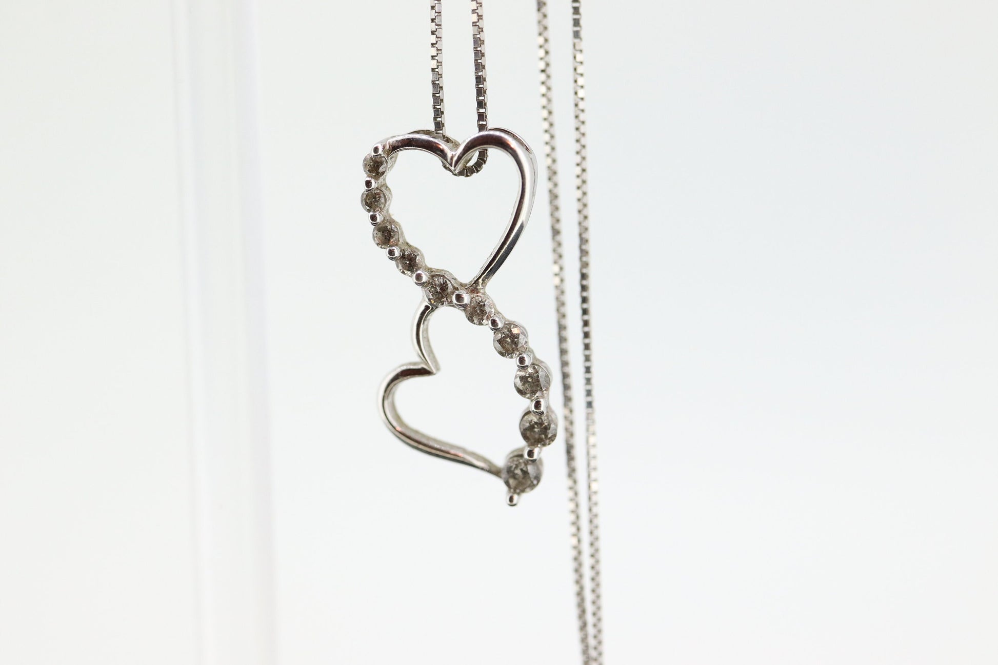 10k DIAMOND Journey Pendant open HEART Infinity Pendant necklace. 10k Infinity Heart Diamond Pendant. st(75)