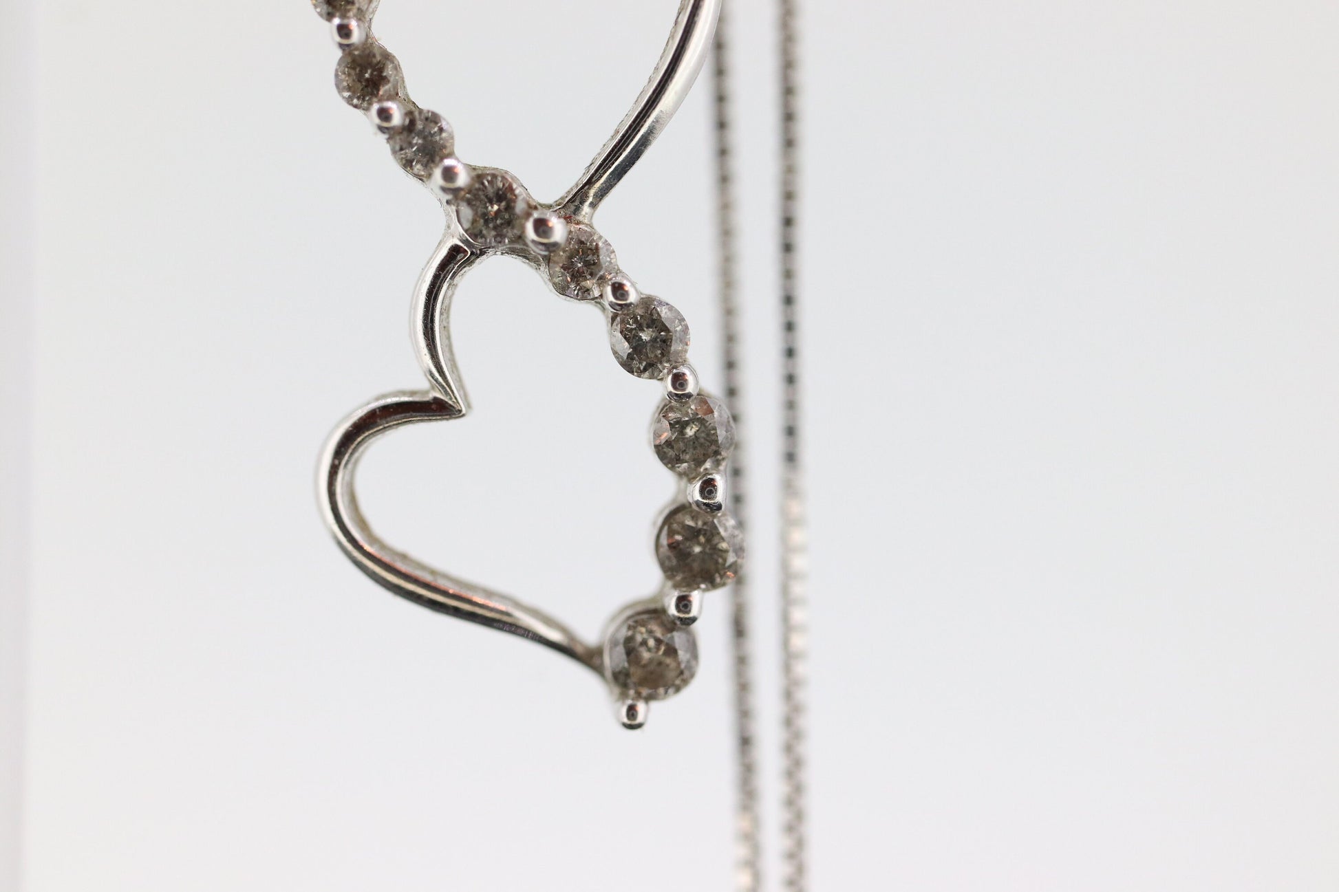 10k DIAMOND Journey Pendant open HEART Infinity Pendant necklace. 10k Infinity Heart Diamond Pendant. st(75)