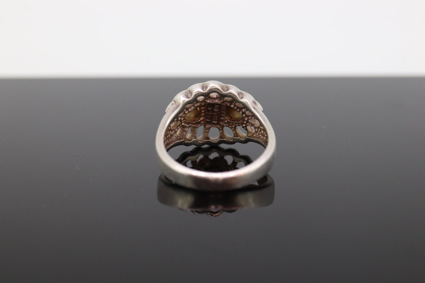 Black Hills Gold Sterling Silver ROSE Band. 10k Black Hills Gold Flower ROSE ring. st(26)