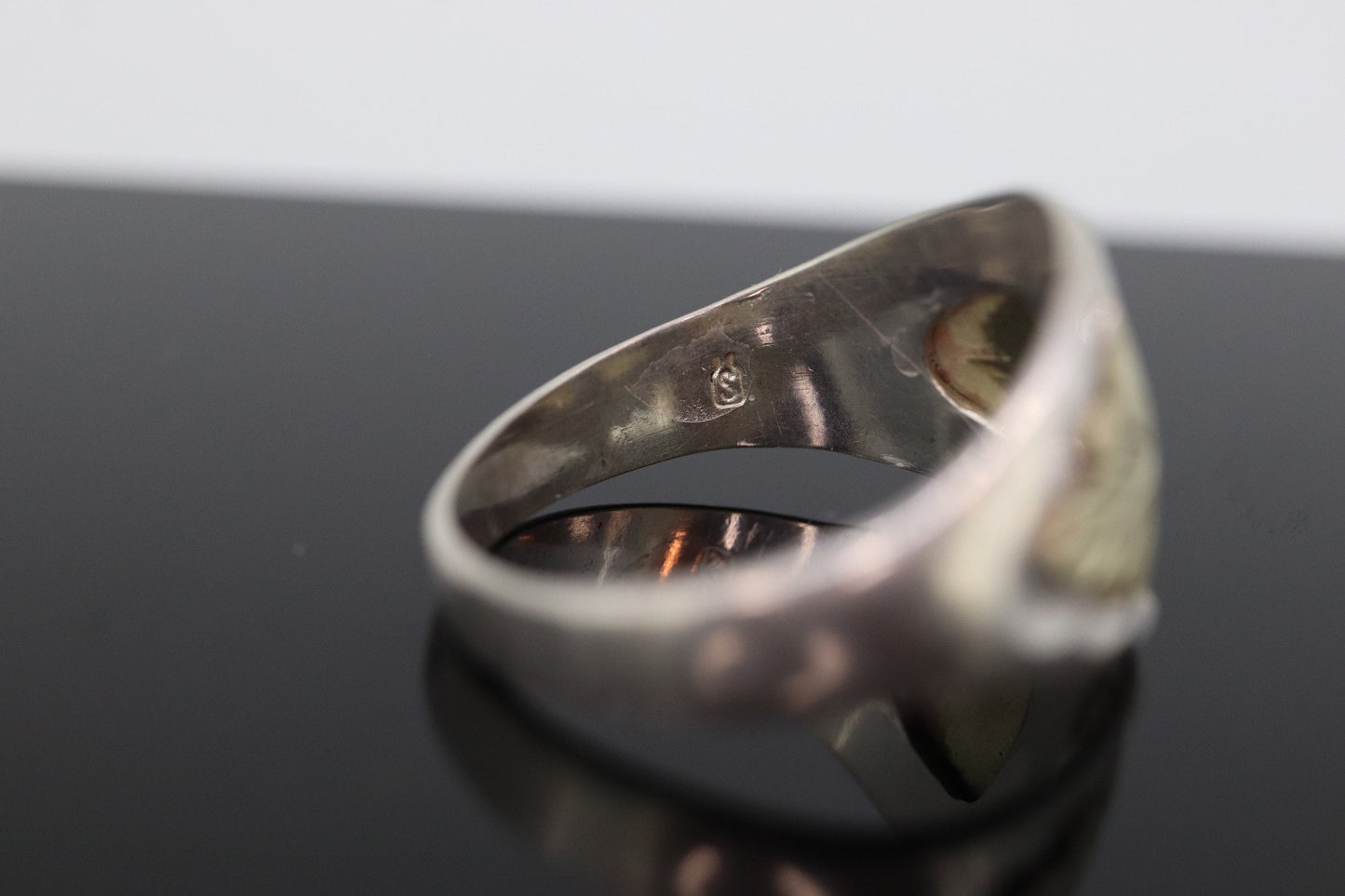 Black Hills Gold Sterling Silver Band. 10k Black Hills Gold Inlays ring.sz12. st(72)