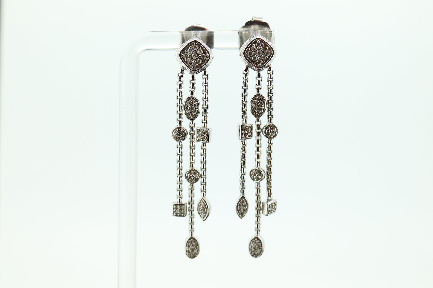 David Yurman DIAMOND Sterling Silver CABLE Drop Earrings. David Yurman CONFETTI Diamond strand dangle earrings st(212)