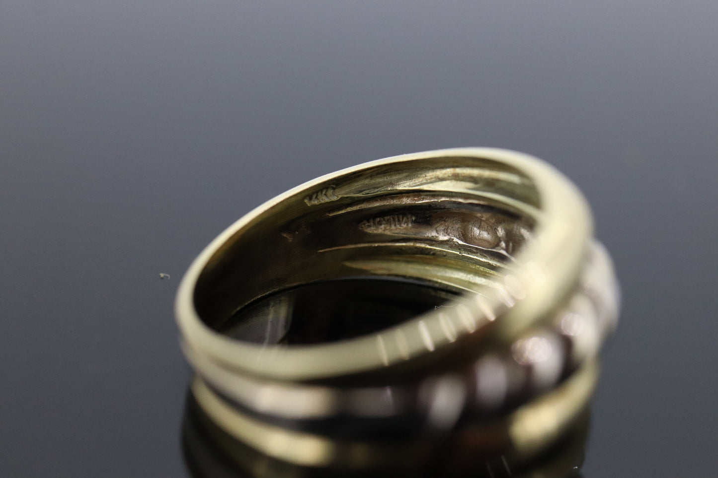 Cable Wide Dome 14k Yellow Gold Band. Italian Milor 14k DOME Multi Tone band. st(167)