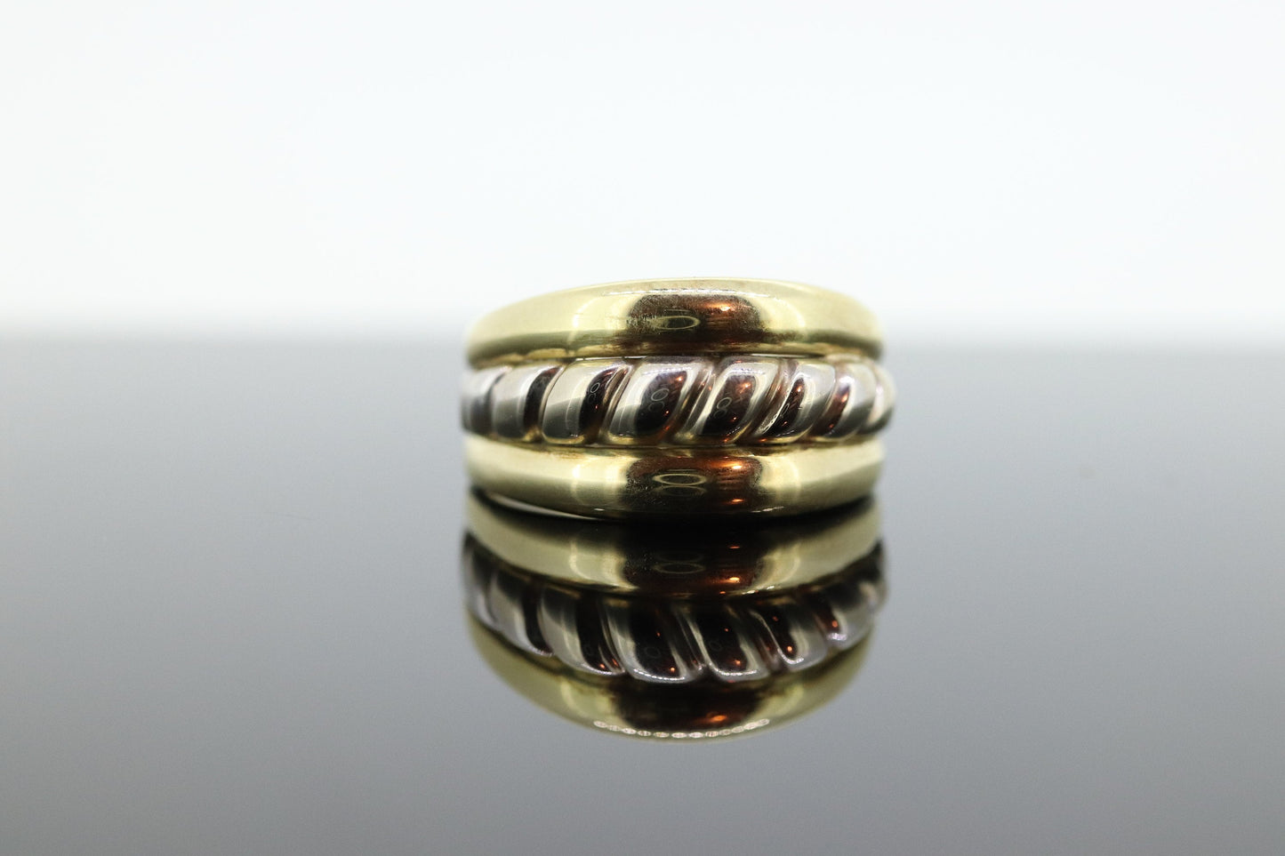 Cable Wide Dome 14k Yellow Gold Band. Italian Milor 14k DOME Multi Tone band. st(167)