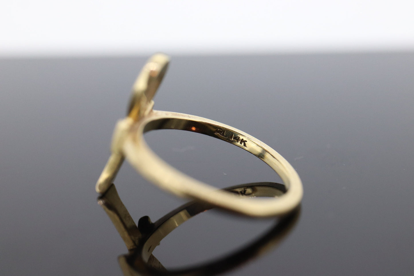 14k ANKH RING. Egyptian Cross Ring 14k Textured Yellow Gold. st(84)