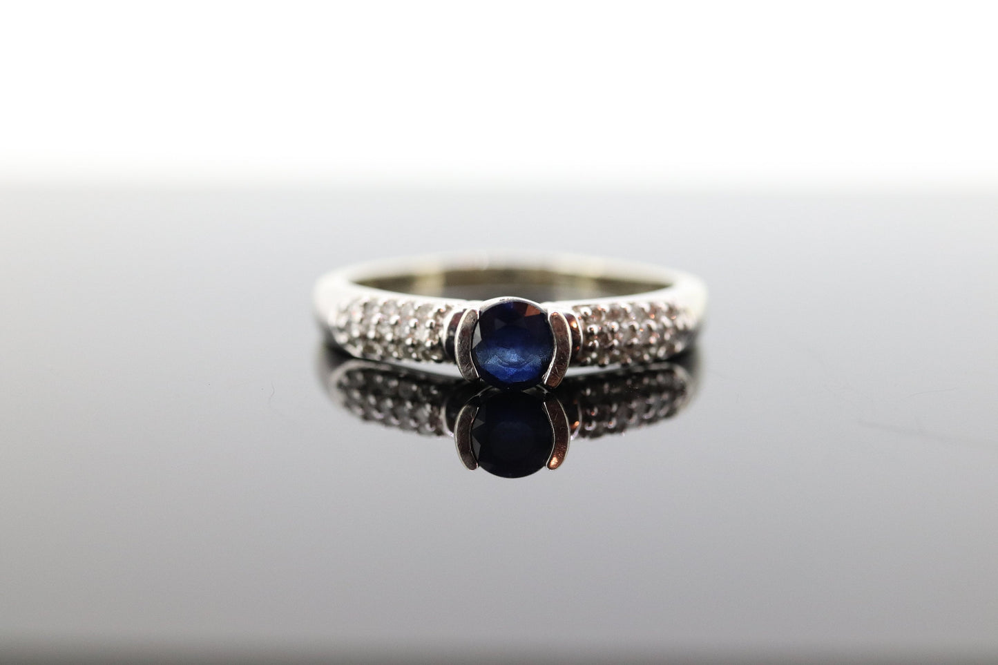 EFFY Sapphire ring. 14k Sapphire Diamond solitaire ring. BITA Sapphire diamond ring. st(155)