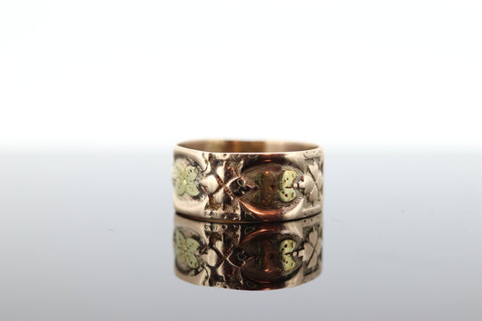 Antique Black Hills Gold ring. 10k Victorian Cigar Black Hill Band. Black Hills Gold BAND Antique. st(115)