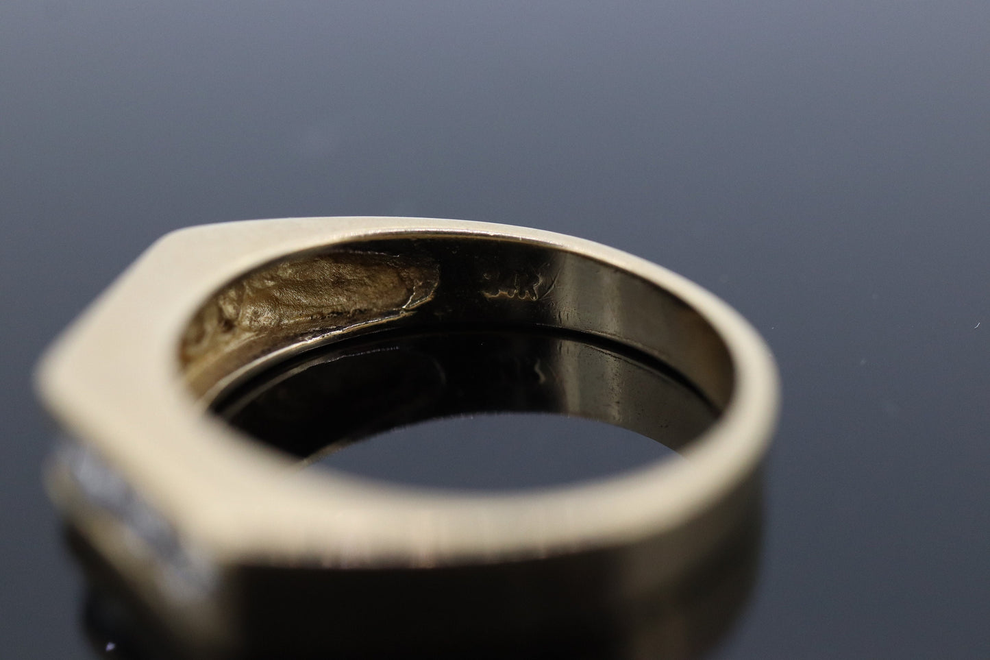 14k diamond tension set Eternity ring. 14k Diamond channel infinity chevron mirror band st(161)