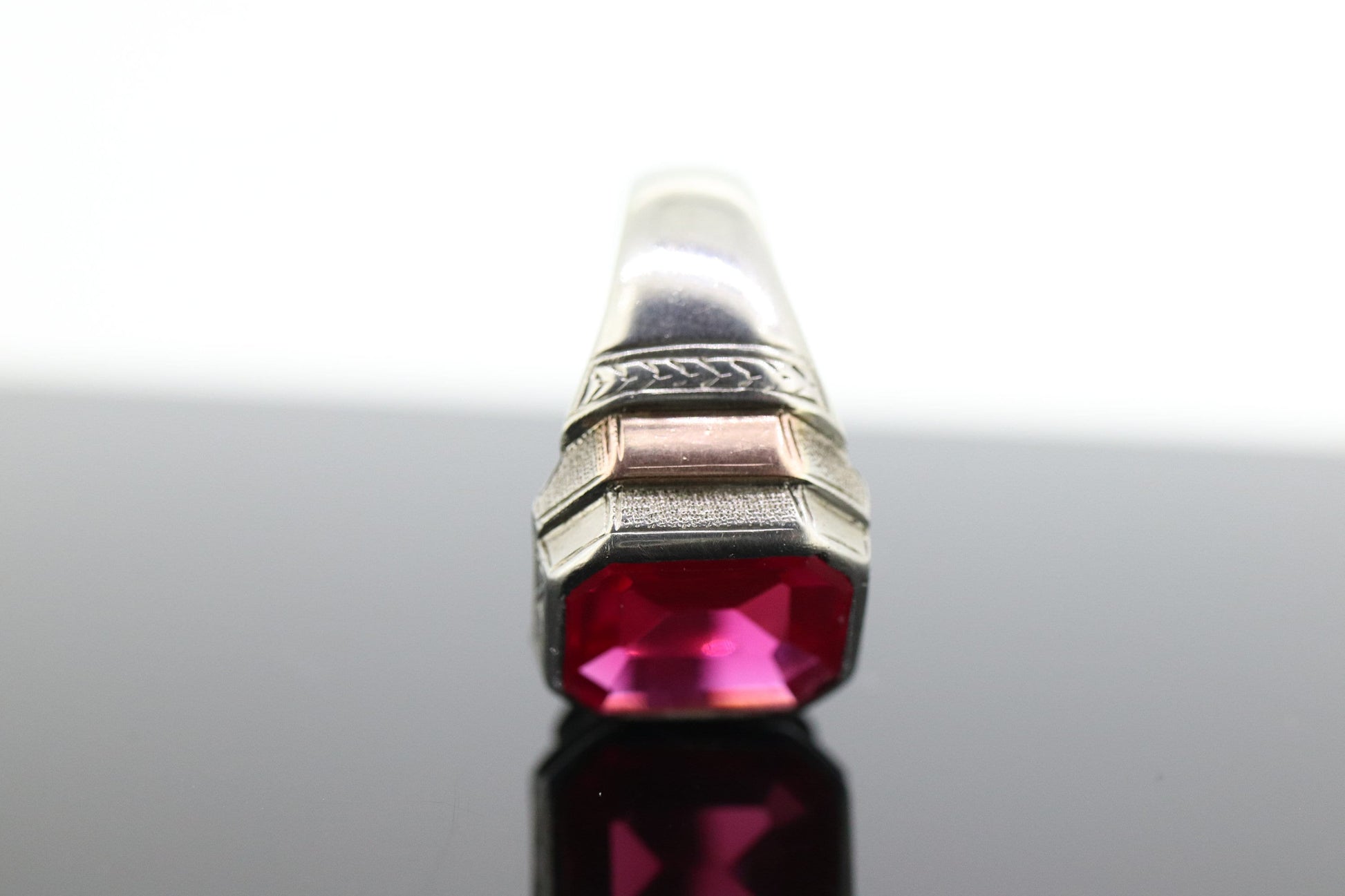 Ruby Signet ring. 10k Ruby Signet Mens Gents Ring. Large Rectangle Ruby Signet ring.