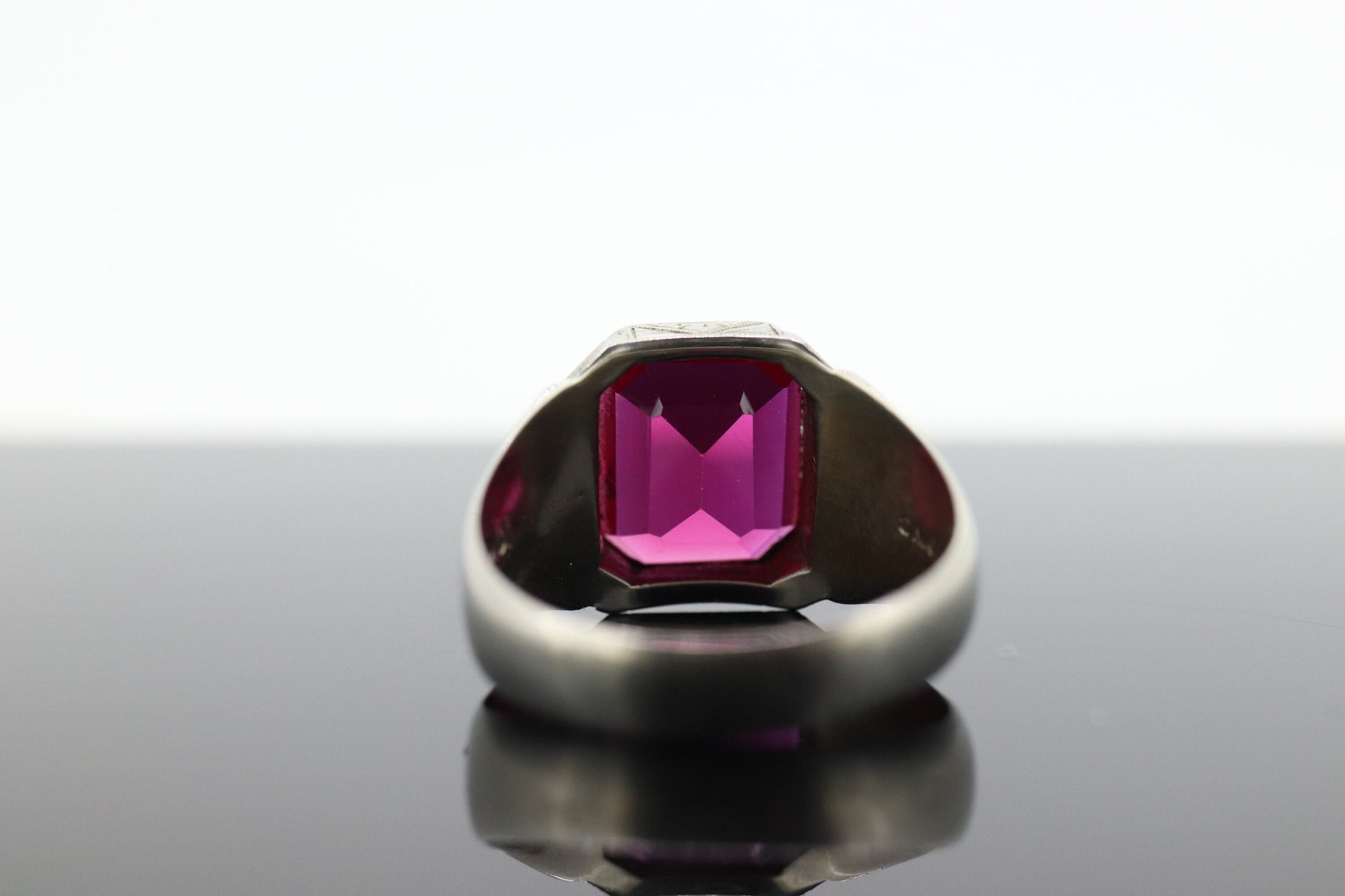 Ruby Signet ring. 10k Ruby Signet Mens Gents Ring. Large Rectangle Ruby Signet ring.