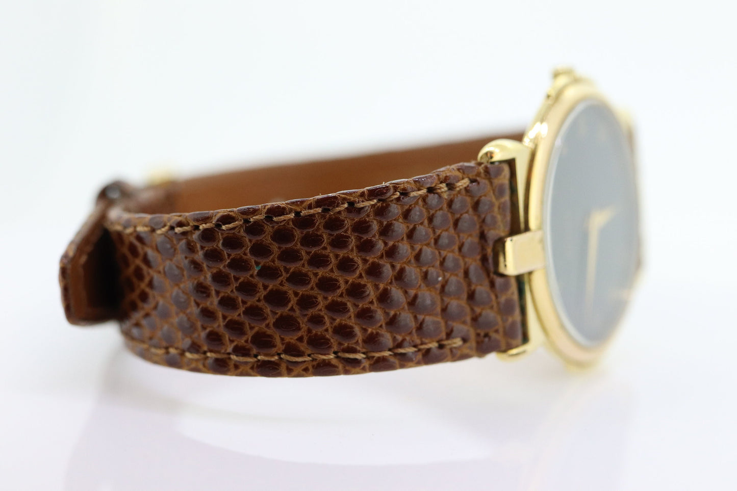 Vintage GUCCI 3400 FM Quartz Leather Watch Timepiece. Ladies Mens 18k Gold Plated Gucci watch st(130)