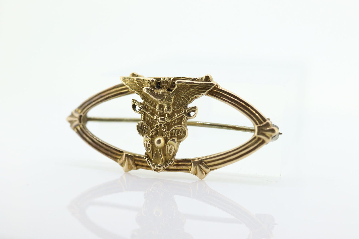 1919 US Navy Academy Pin. 14k Yellow Gold US NAVY Academy brooch. Bailey Banks Biddle Pin. st(130)