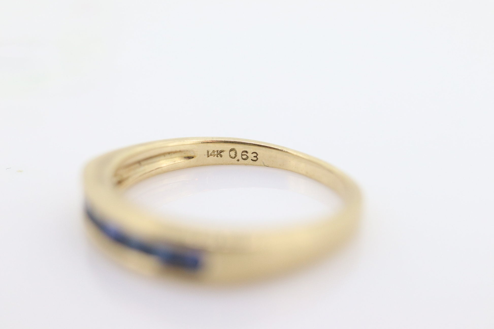 14k Gold BLUE Sapphire Eternity Band. Channel Set Princess Sapphire calibre cut Half Eternity band. st(98)
