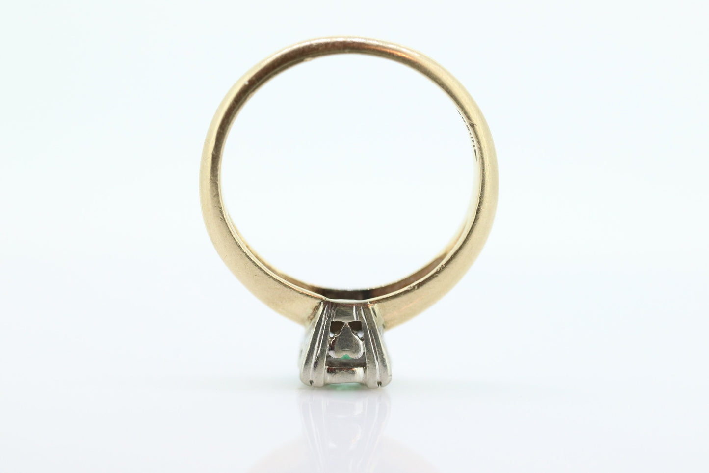 Vintage Art Deco Emerald Solitaire filigree Ring. 14k Gold emerald square cathedral Ring st(54)