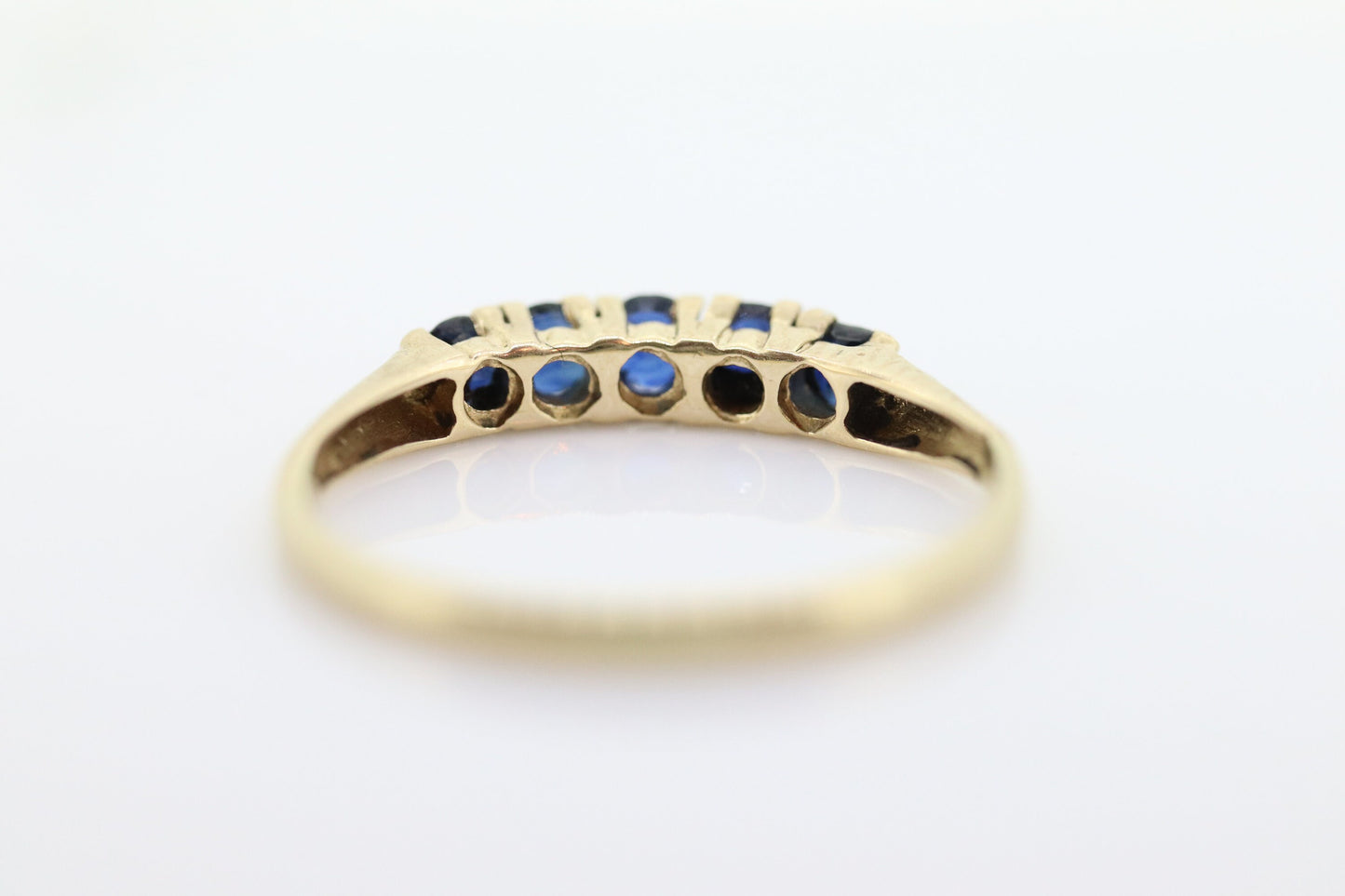 14k Gold BLUE Sapphire Eternity Band. Prong Set round Sapphire Half Eternity band. st(70)
