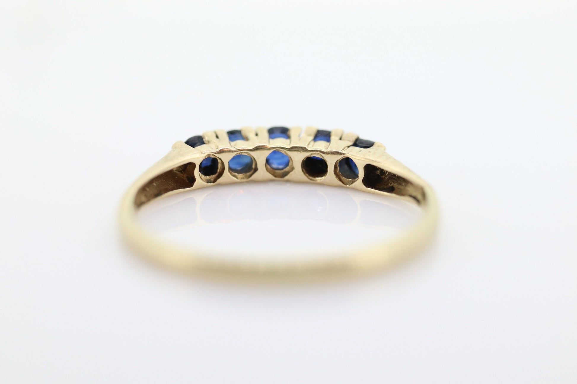 14k Gold BLUE Sapphire Eternity Band. Prong Set round Sapphire Half Eternity band. st(70)