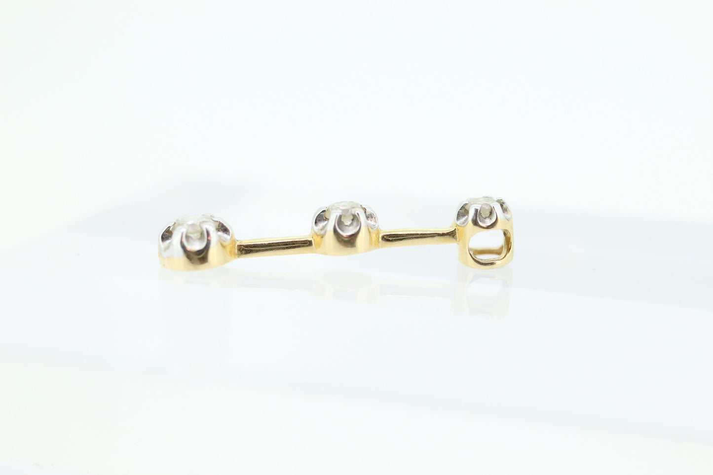 14k Diamond Pendant Charm. Three diamond pendant. Journey Past Present Future. st(40)