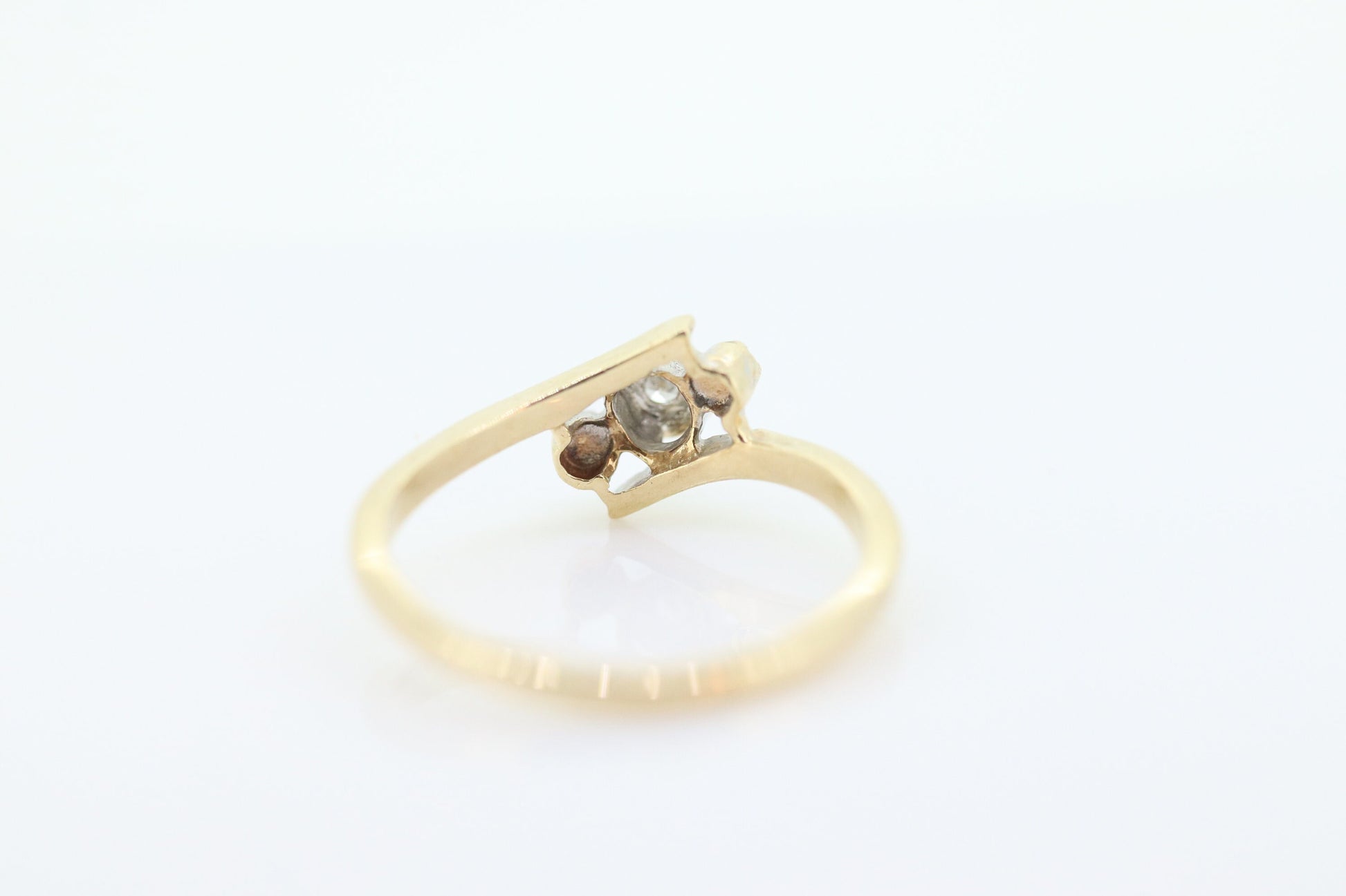 Diamond Cluster Ring. Diamond Ring. 10k Gold Ring. 3 Diamond bypass Ring. Engagement Ring st(35)