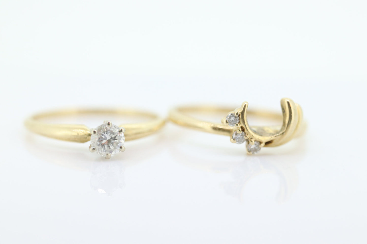 Round Diamond Solitaire Ring with Jacket. 14k Engagement Ring Set Wedding Set Kit. Solitaire Enhancer st(92)