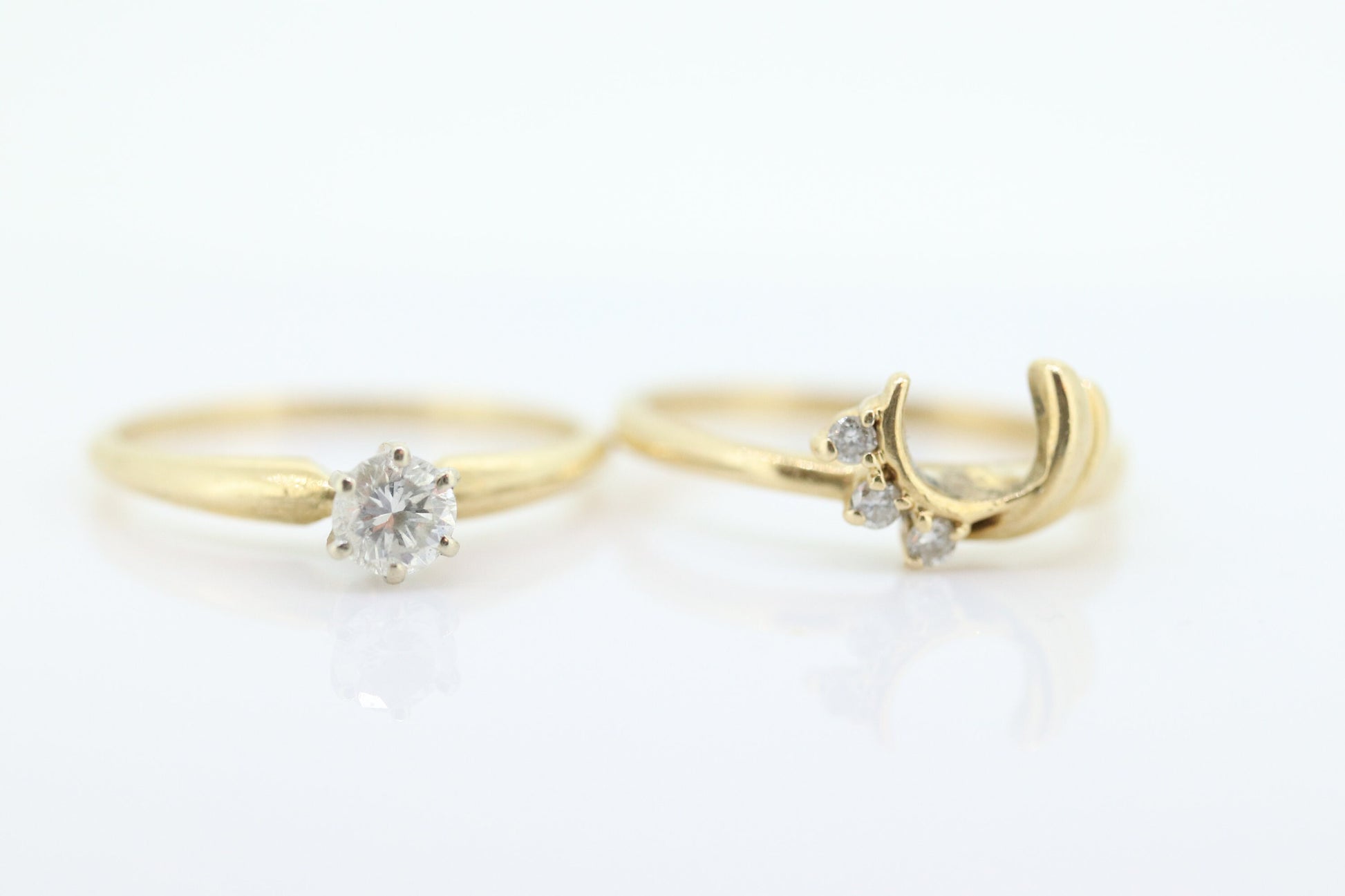 Round Diamond Solitaire Ring with Jacket. 14k Engagement Ring Set Wedding Set Kit. Solitaire Enhancer st(92)