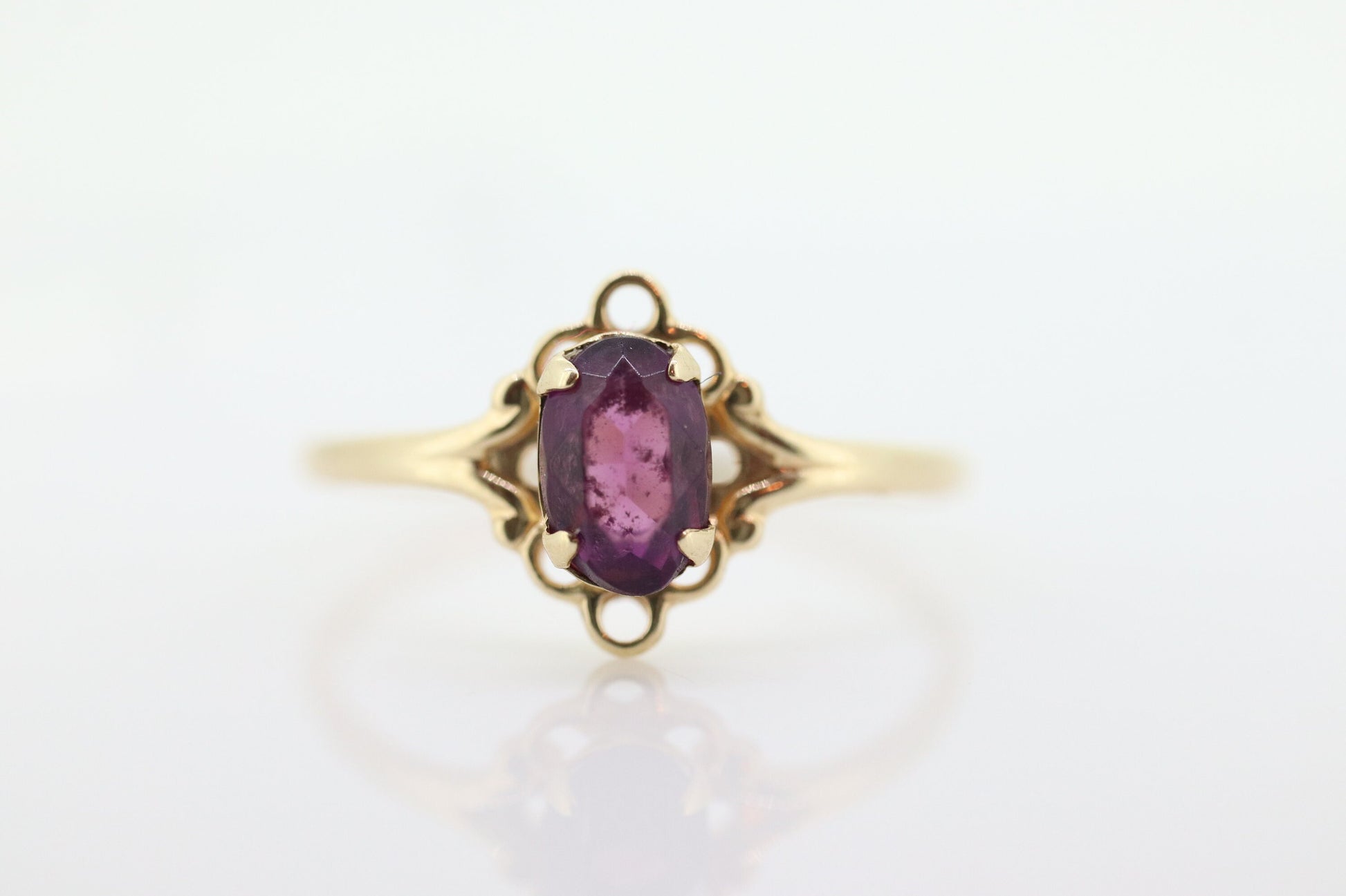 10k Purple Gem Prong Set. Paste Solitaire ring. st(15)