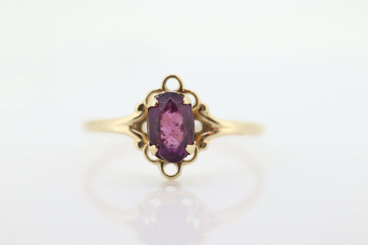 10k Purple Gem Prong Set. Paste Solitaire ring. st(15)
