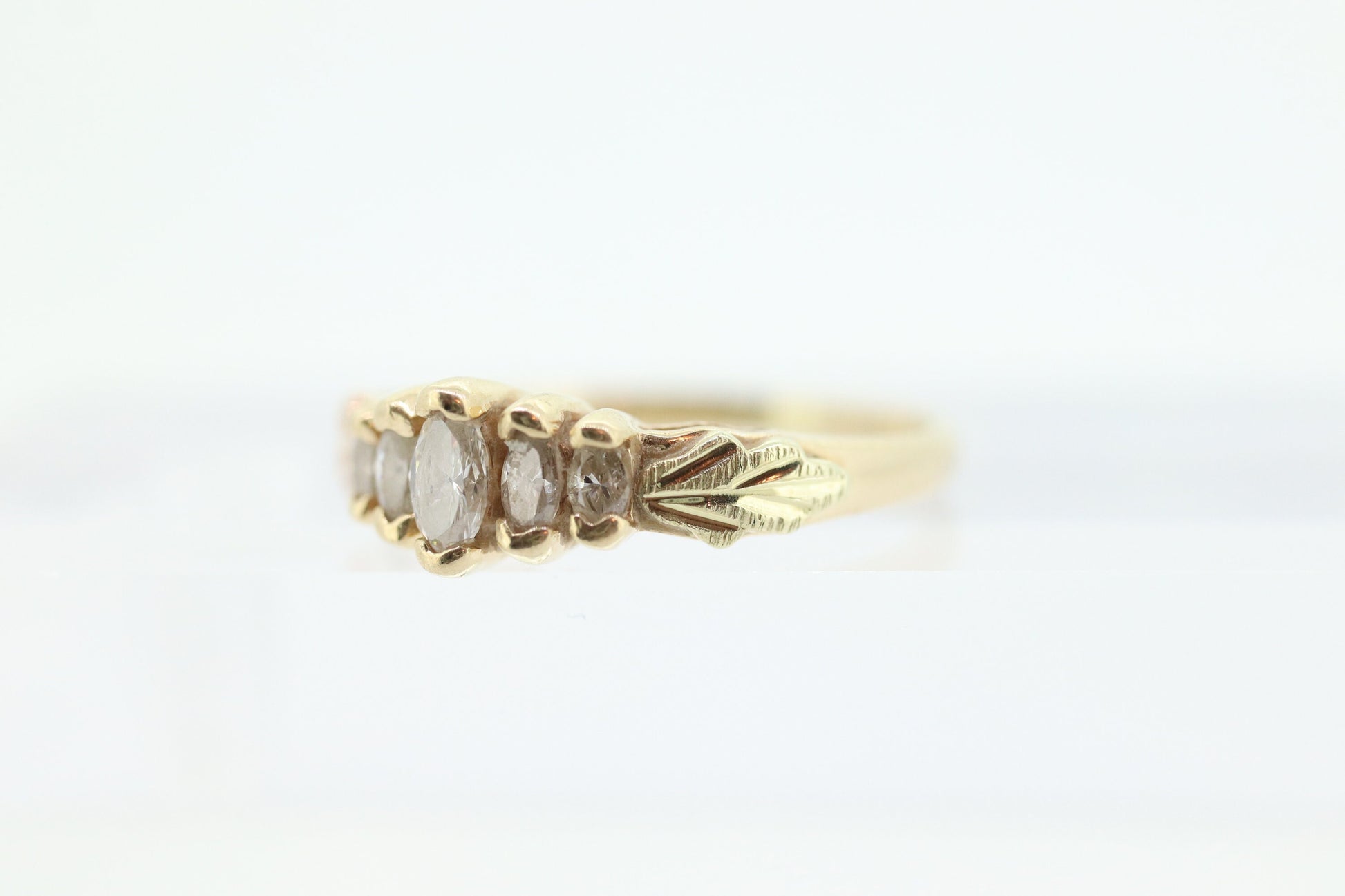 Black Hills Gold Ring. Marquise Diamond Anniversary Ring. 10k Multi-Tone Gold. Black Hills Gold Design with diamonds. Wedding Band st(109)