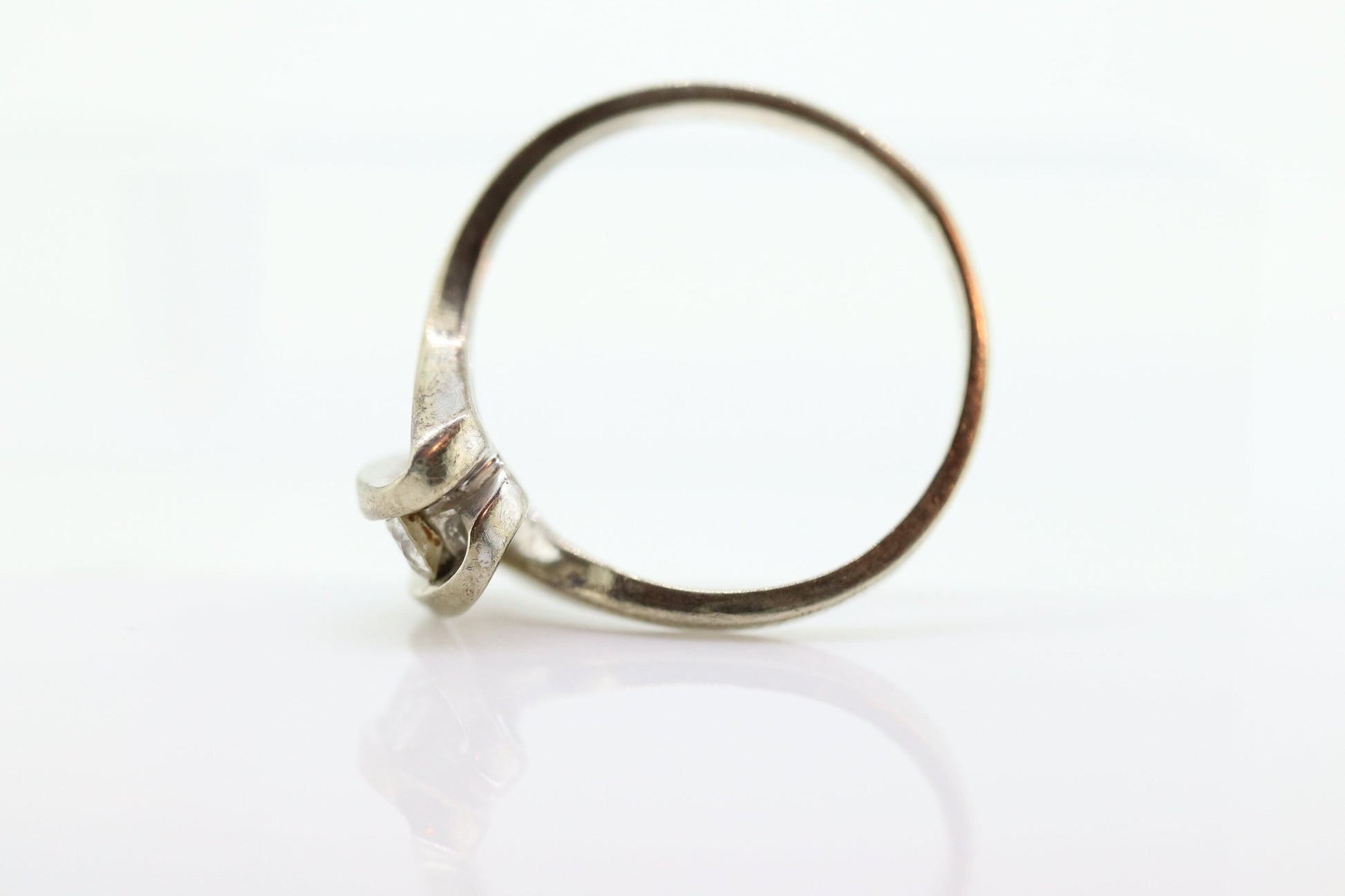 Diamond Tension Ring. 10k White Gold Diamond Bypass Double diamond Swirl Swivel bypass ring. st(85)