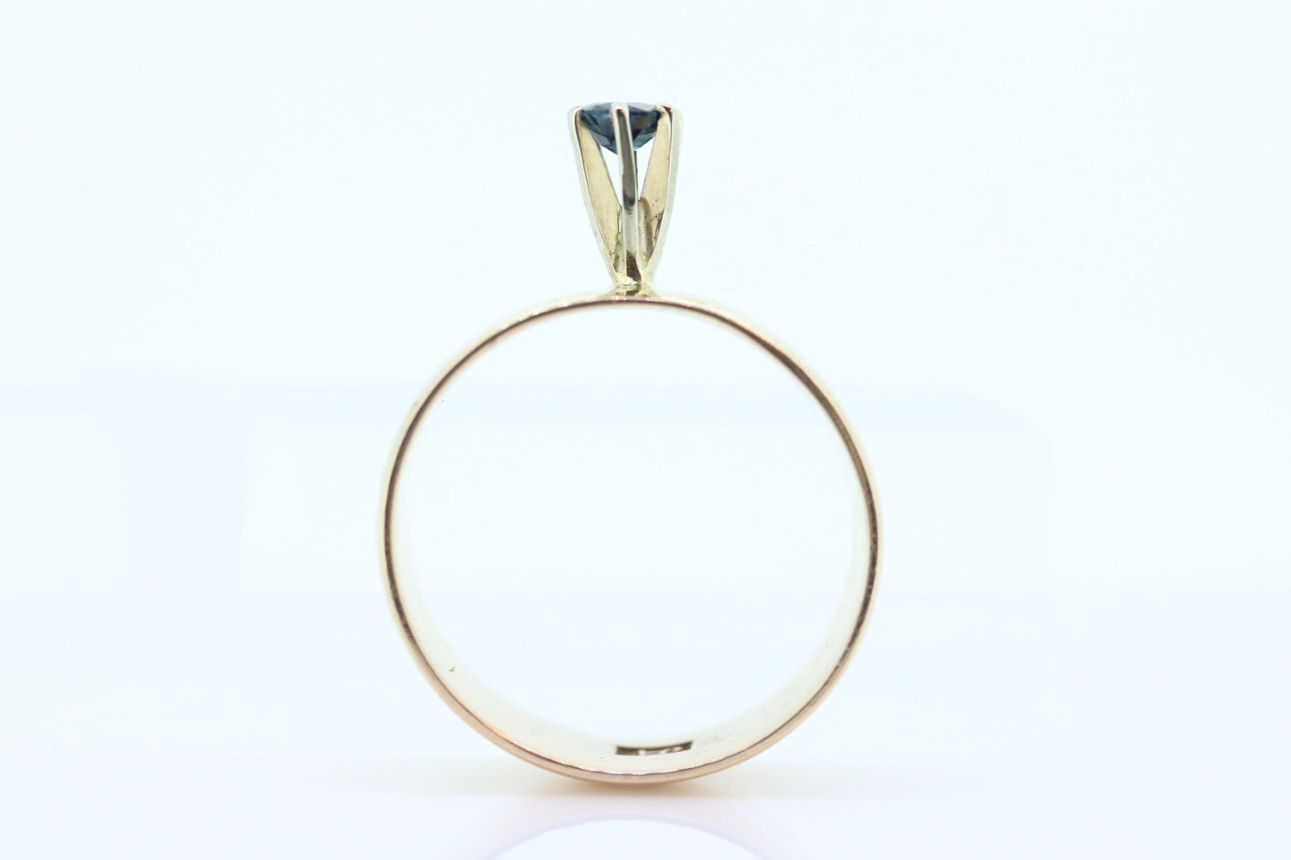 10k Blue Sapphire solitaire high setting ring. 10k Victorian Wide band Prong set Sapphire wide cigar band. st(130)