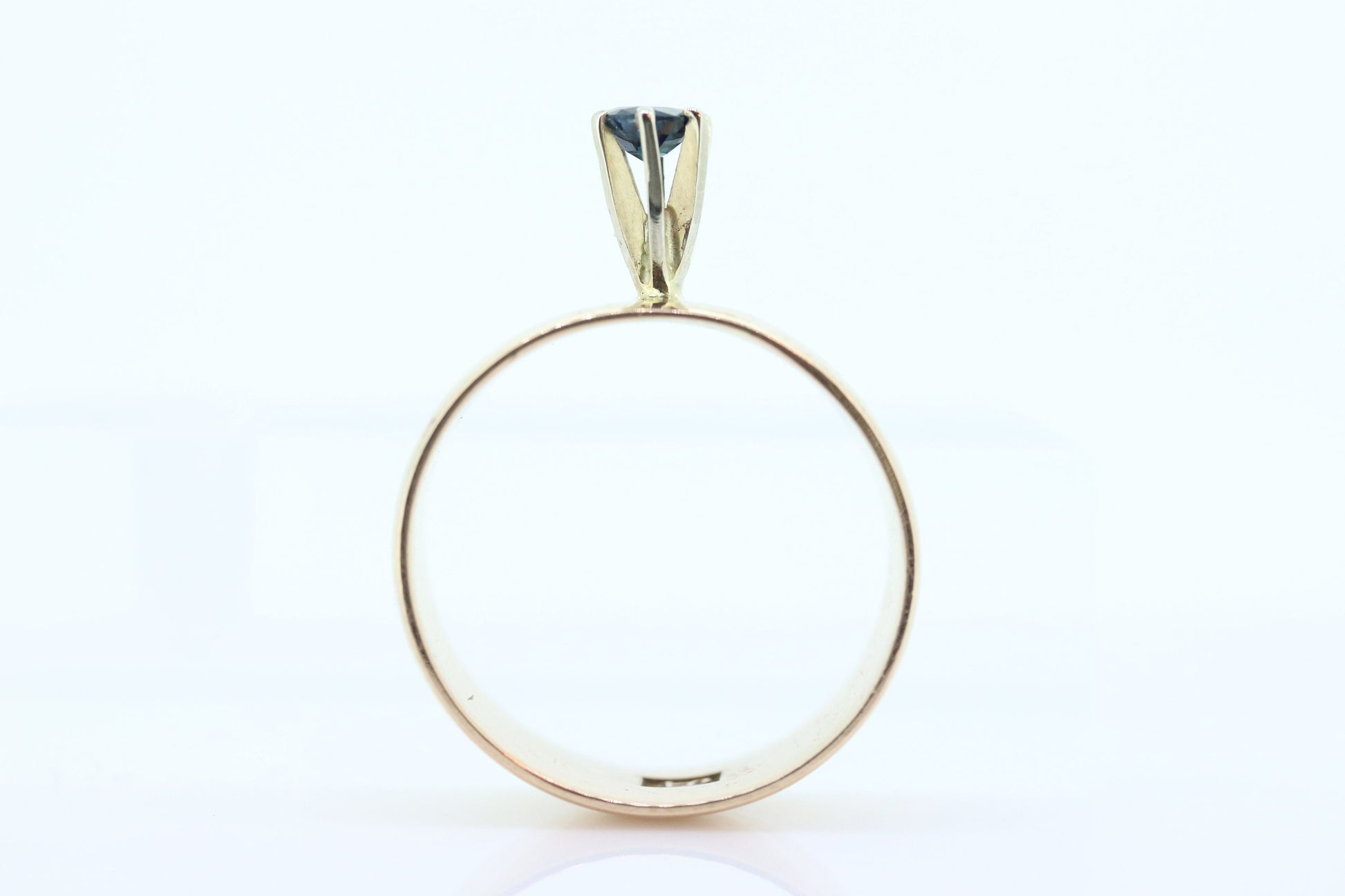 10k Blue Sapphire solitaire high setting ring. 10k Victorian Wide band Prong set Sapphire wide cigar band. st(130)