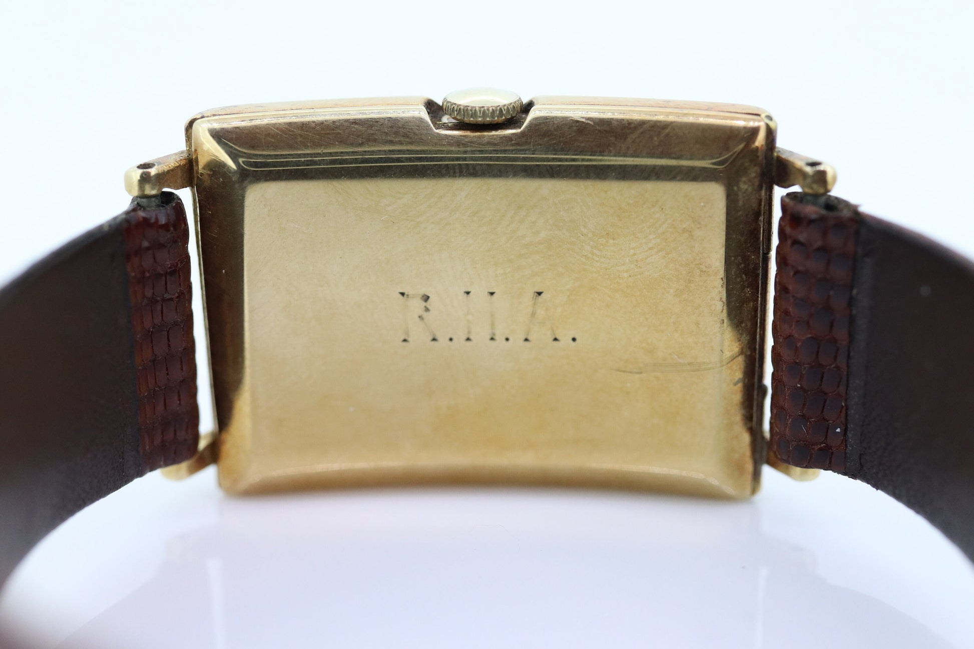 14k MOVADO Rectangle Manual Watch. Antique Mens Movado Vintage Tank Wrist Watch with a second hand. st(414)