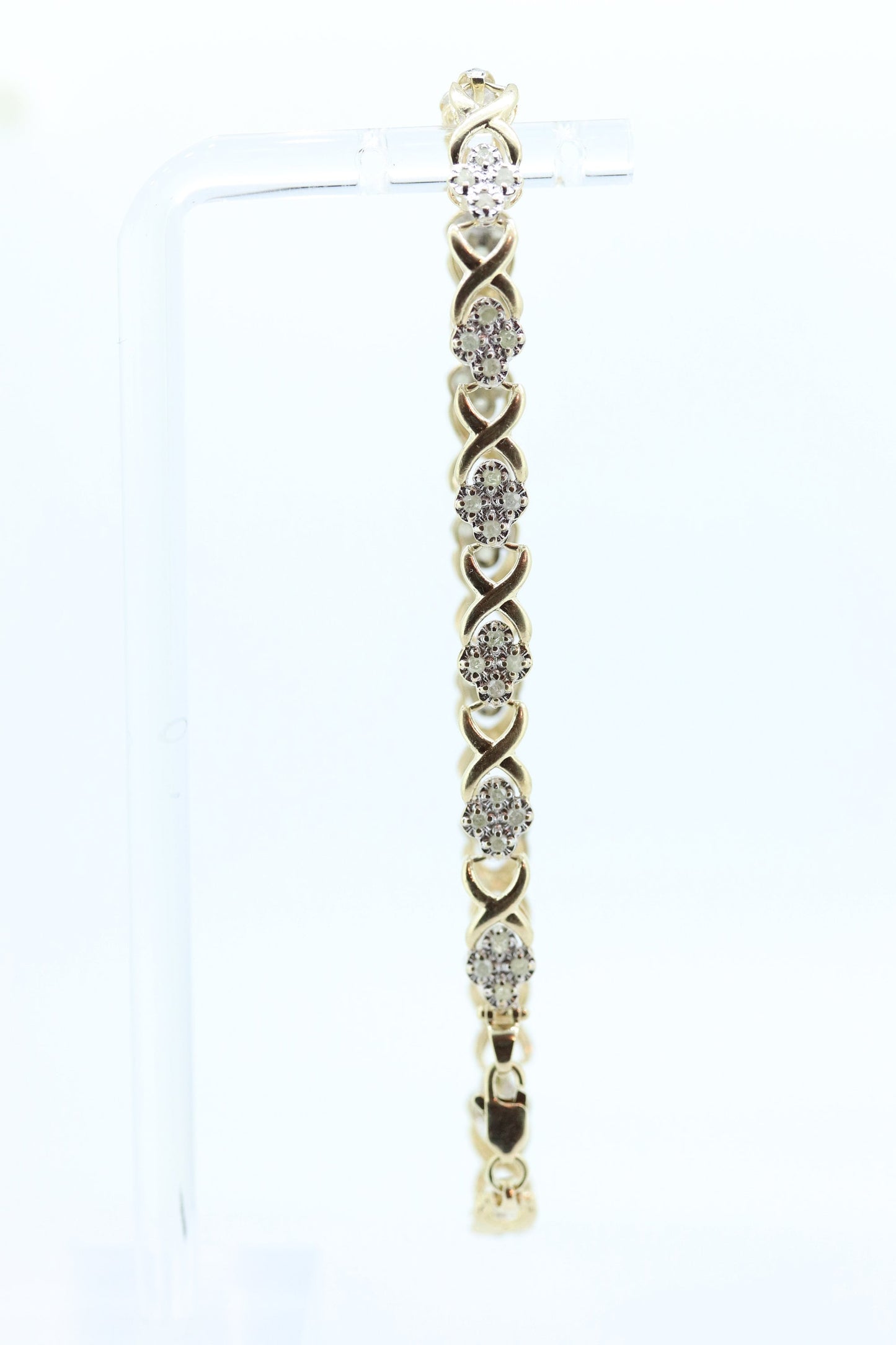 10k Diamond XOXO slide Bracelet. 10k Yellow White Gold Kiss Hug Diamond Bracelet.  st(145)