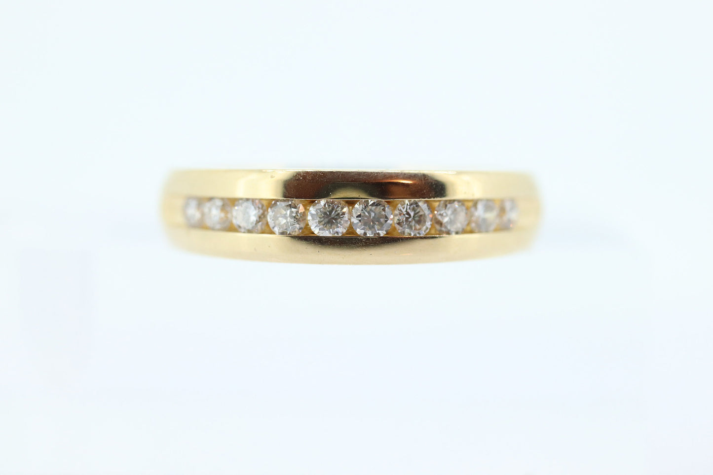14k Channel Diamond Wedding eternity Band. Unisex Diamond channel eternity ring 0.50 ctw. Comfort fit.