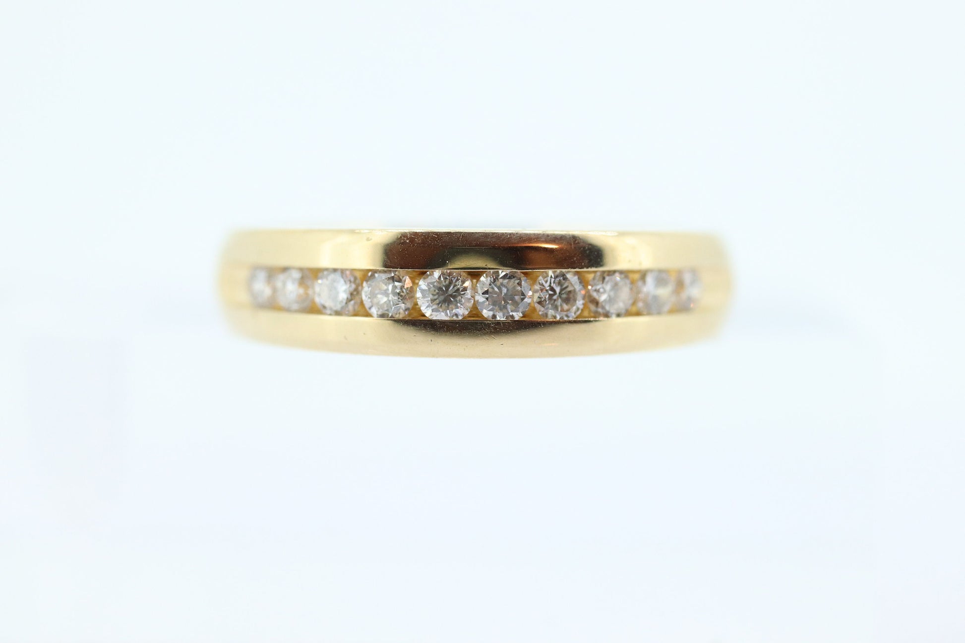 14k Channel Diamond Wedding eternity Band. Unisex Diamond channel eternity ring 0.50 ctw. Comfort fit.