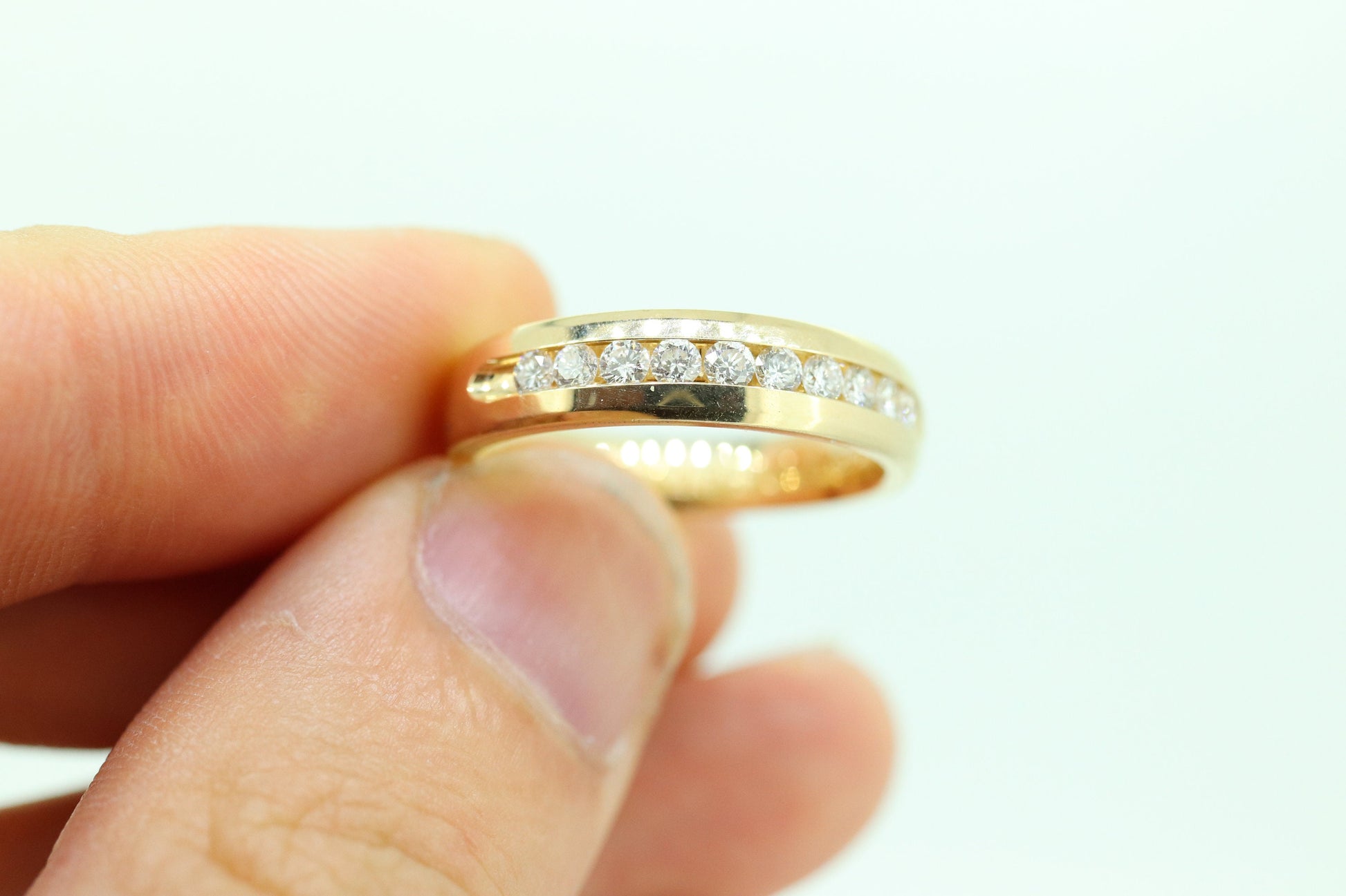 14k Channel Diamond Wedding eternity Band. Unisex Diamond channel eternity ring 0.50 ctw. Comfort fit.
