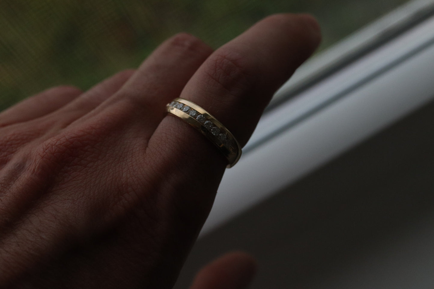 14k Channel Diamond Wedding eternity Band. Unisex Diamond channel eternity ring 0.50 ctw. Comfort fit.