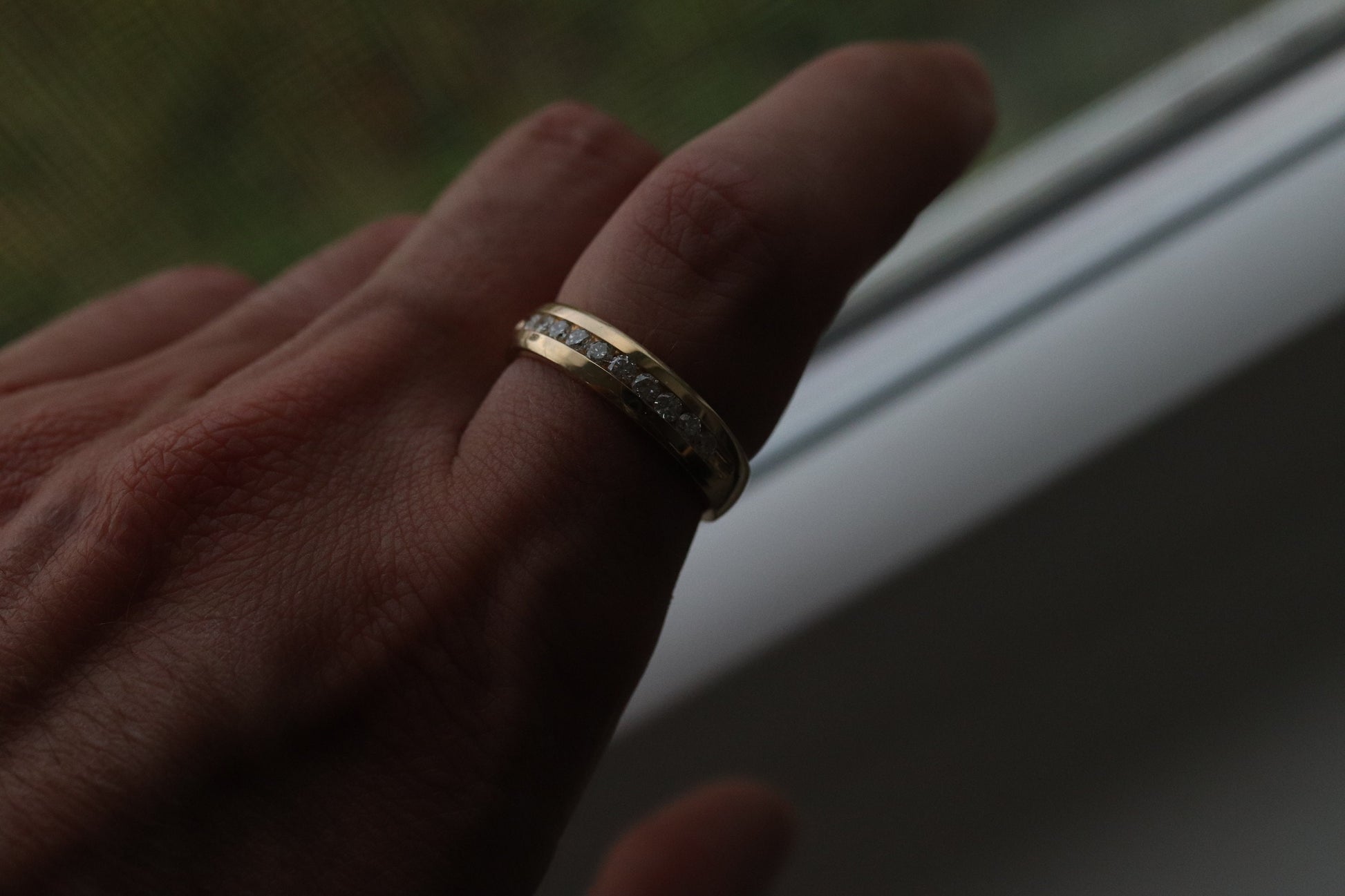 14k Channel Diamond Wedding eternity Band. Unisex Diamond channel eternity ring 0.50 ctw. Comfort fit.