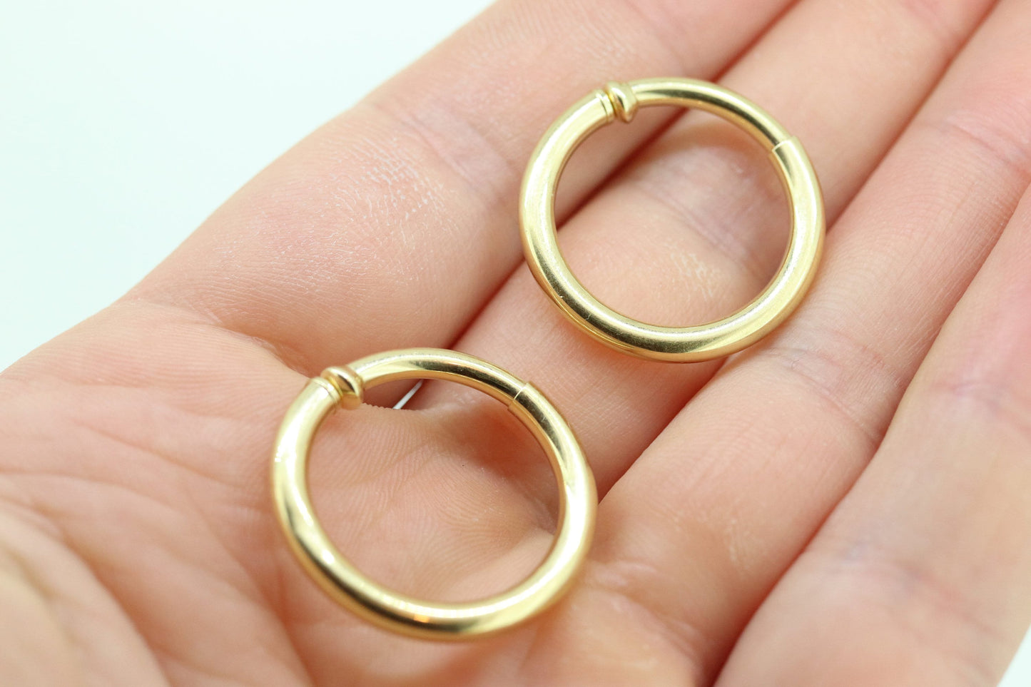 14k Gold Puffed Hollow HOOP Clip On Earrings. Large HOOP earrings Spring Hoops for Unpierced Ears. Wide Hoops. st75