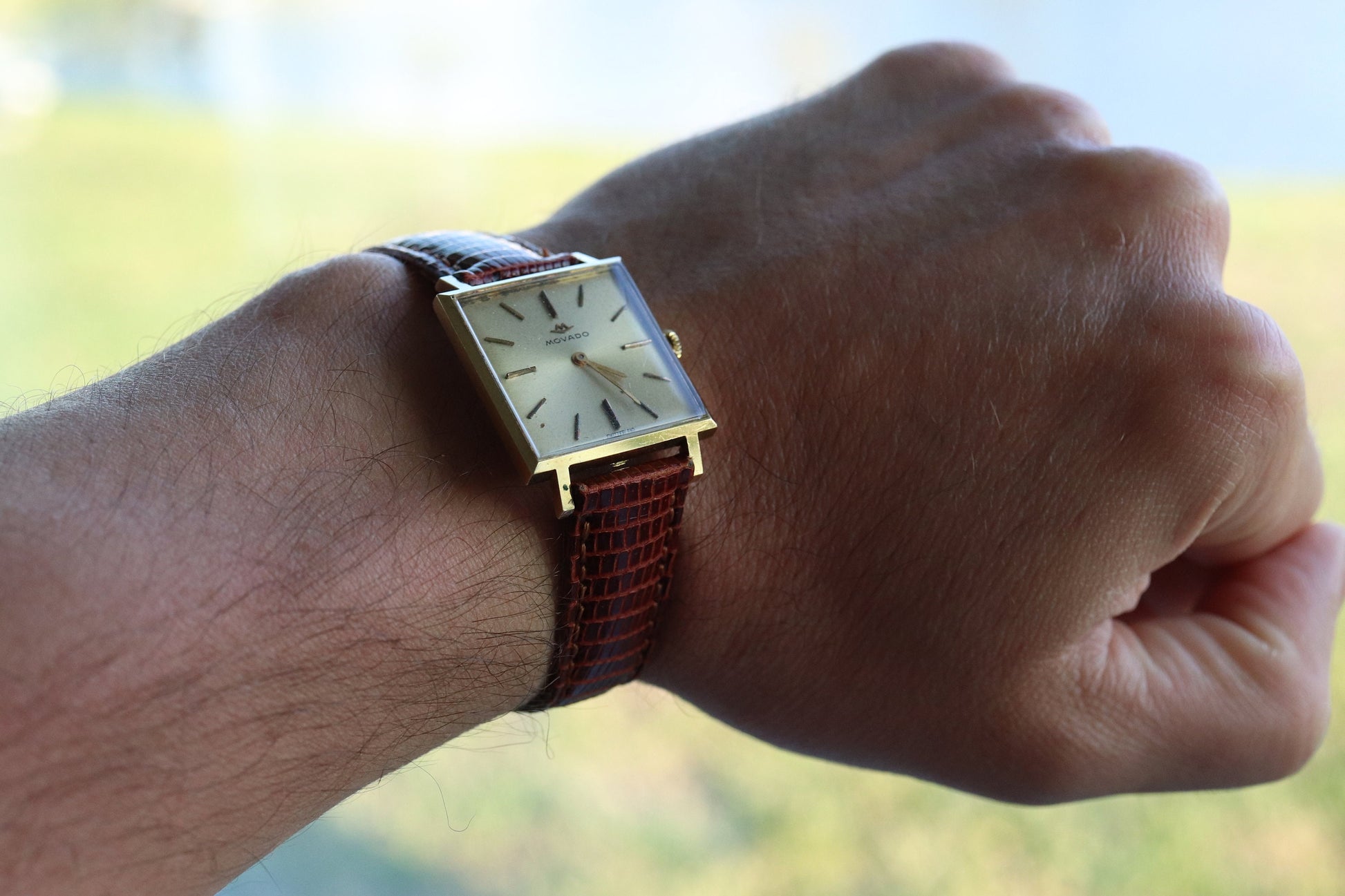 18k MOVADO SQUARE Manual Watch. Movado Vintage Tank