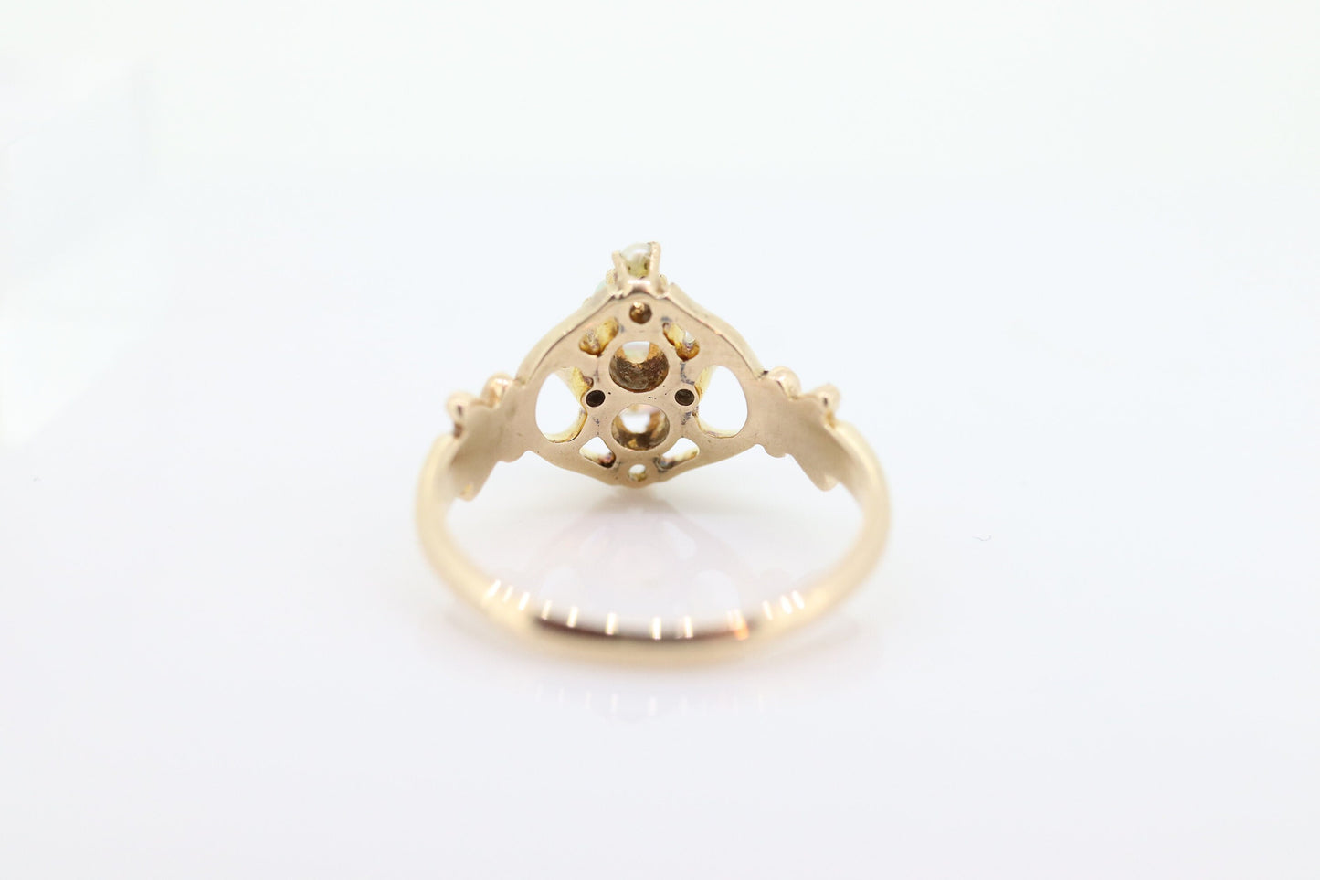 Victorian Double Opal and Pearl Seed ring. Antique 10k Yellow Gold Opal Pearl Seed Victorian Ring.