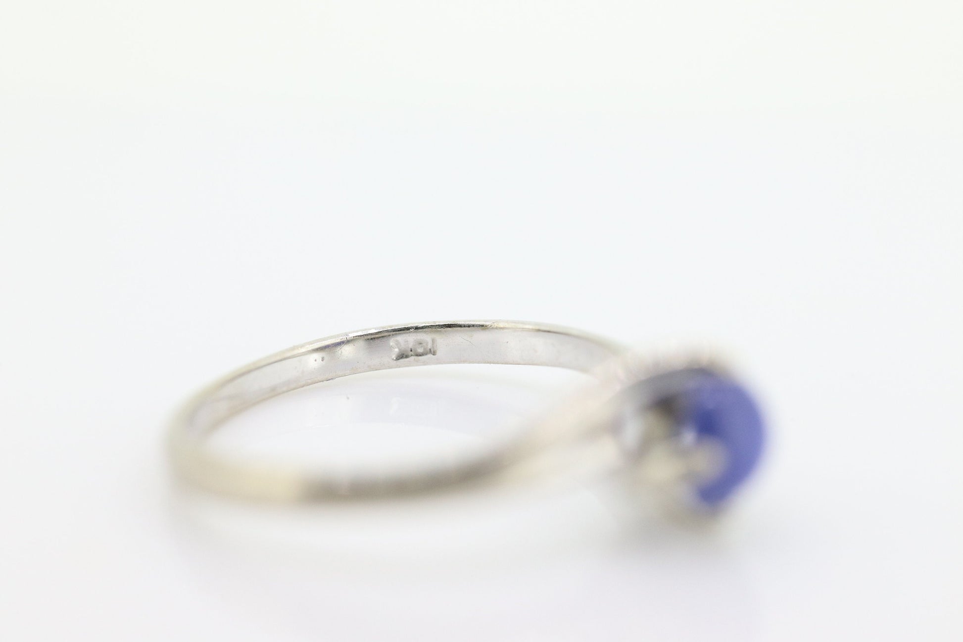 Linde Blue STAR Sapphire Solitaire  ring. 10k White gold sapphire solitaire. Dainty Blue Star Sapphire bypass ring. st(30)