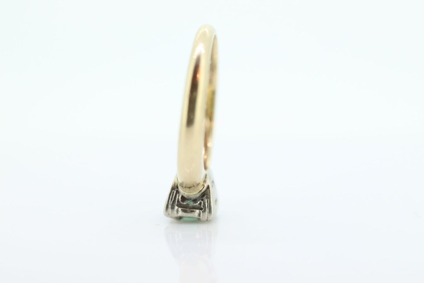 Vintage Art Deco Emerald Solitaire filigree Ring. 14k Gold emerald square cathedral Ring st(54)
