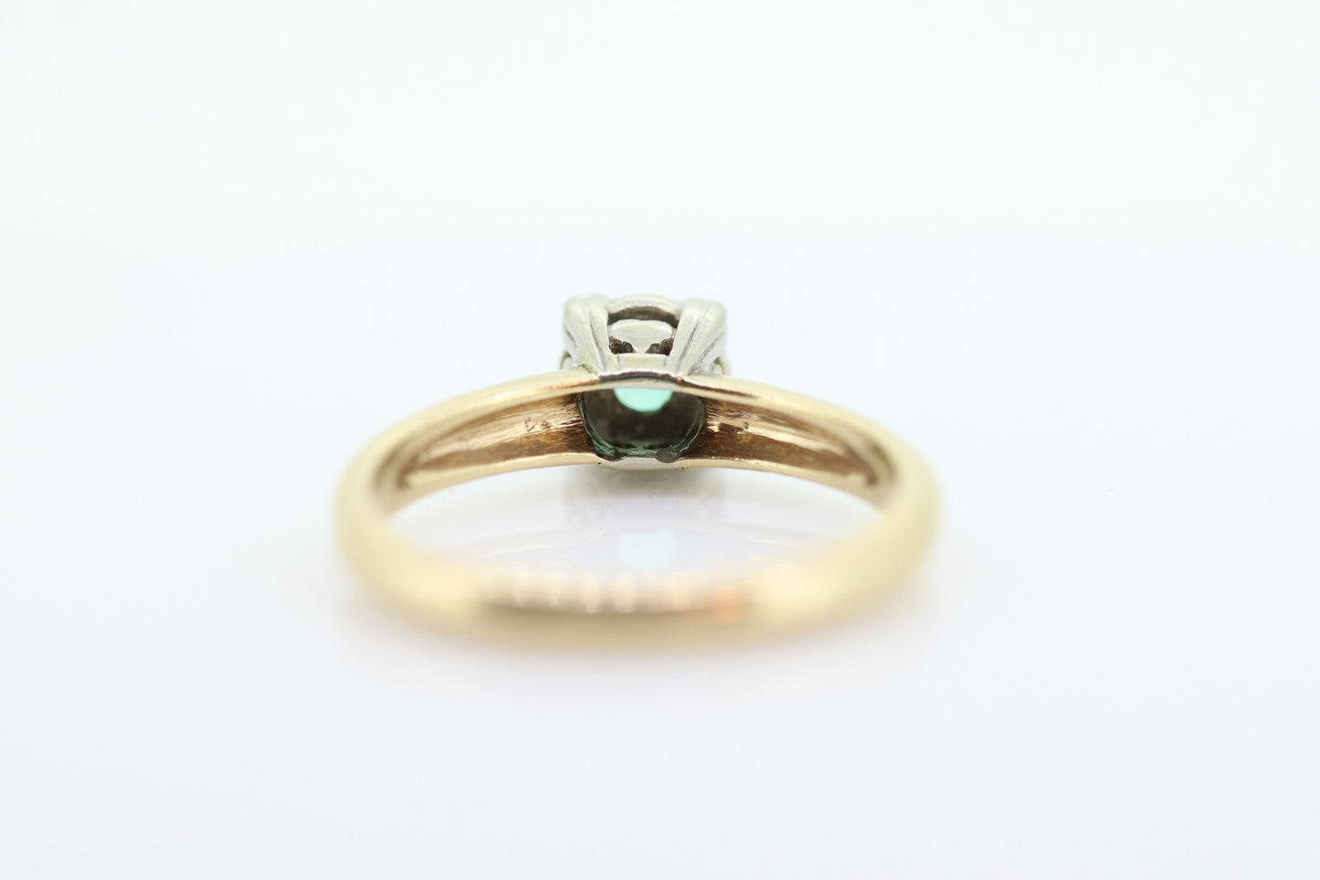 Vintage Art Deco Emerald Solitaire filigree Ring. 14k Gold emerald square cathedral Ring st(54)