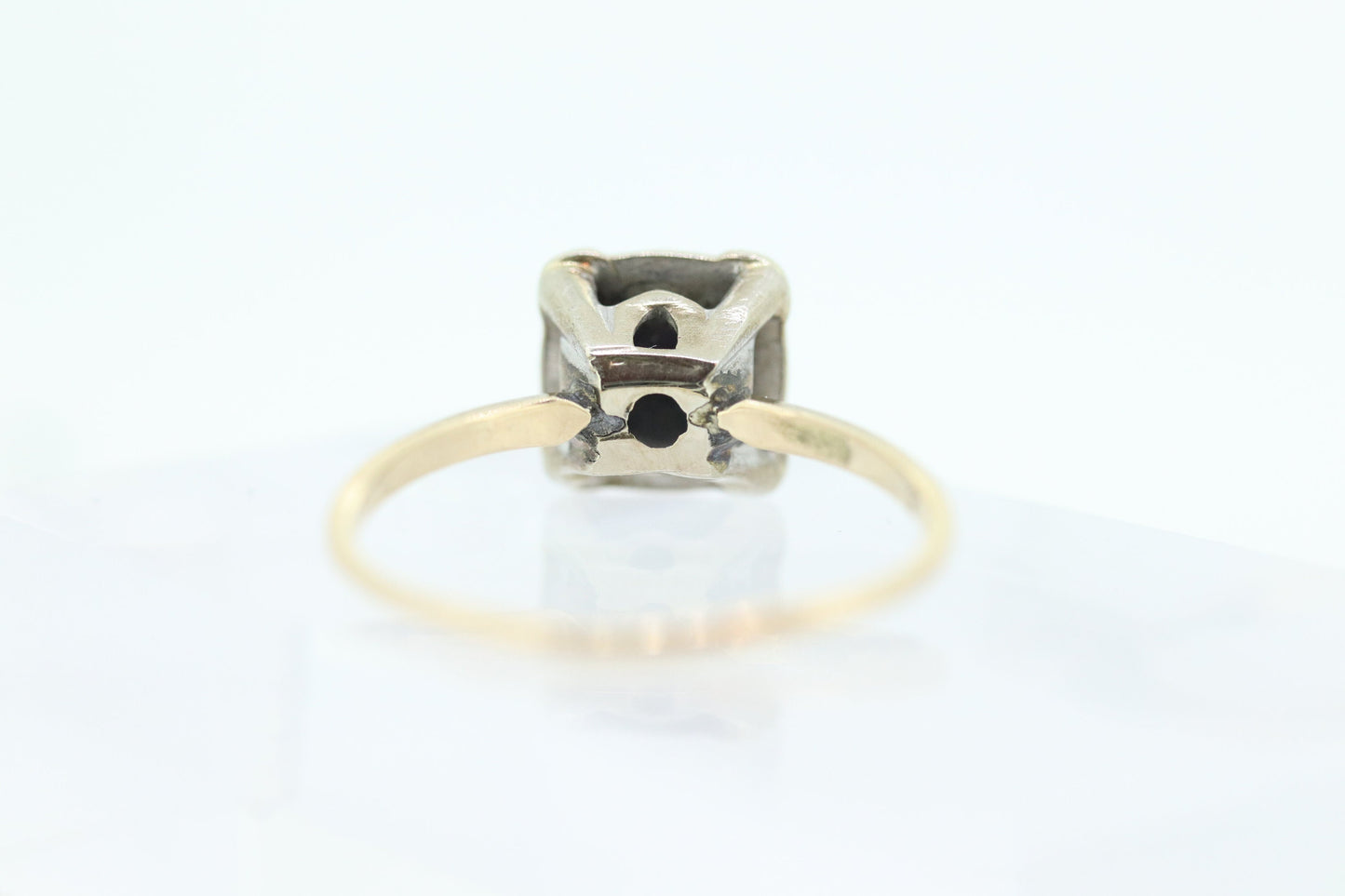 Diamond Daisy Cluster Elevated on Ring. 10k Art Deco Diamond Pave square cathedral. st(92)