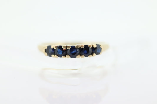 14k Gold BLUE Sapphire Eternity Band. Prong Set round Sapphire Half Eternity band. st(70)