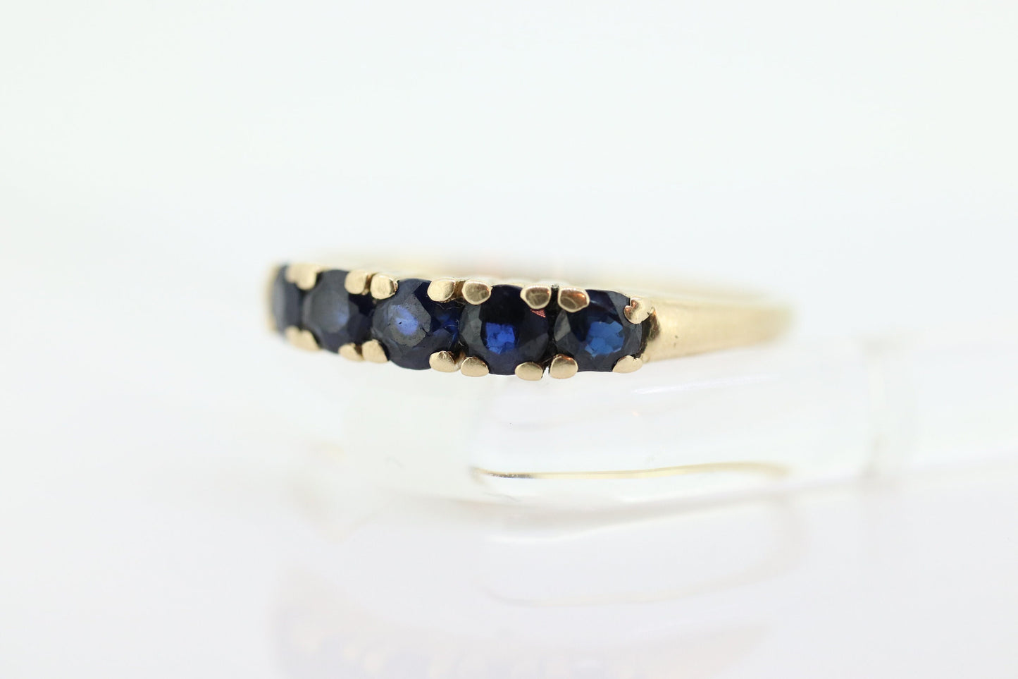 14k Gold BLUE Sapphire Eternity Band. Prong Set round Sapphire Half Eternity band. st(70)