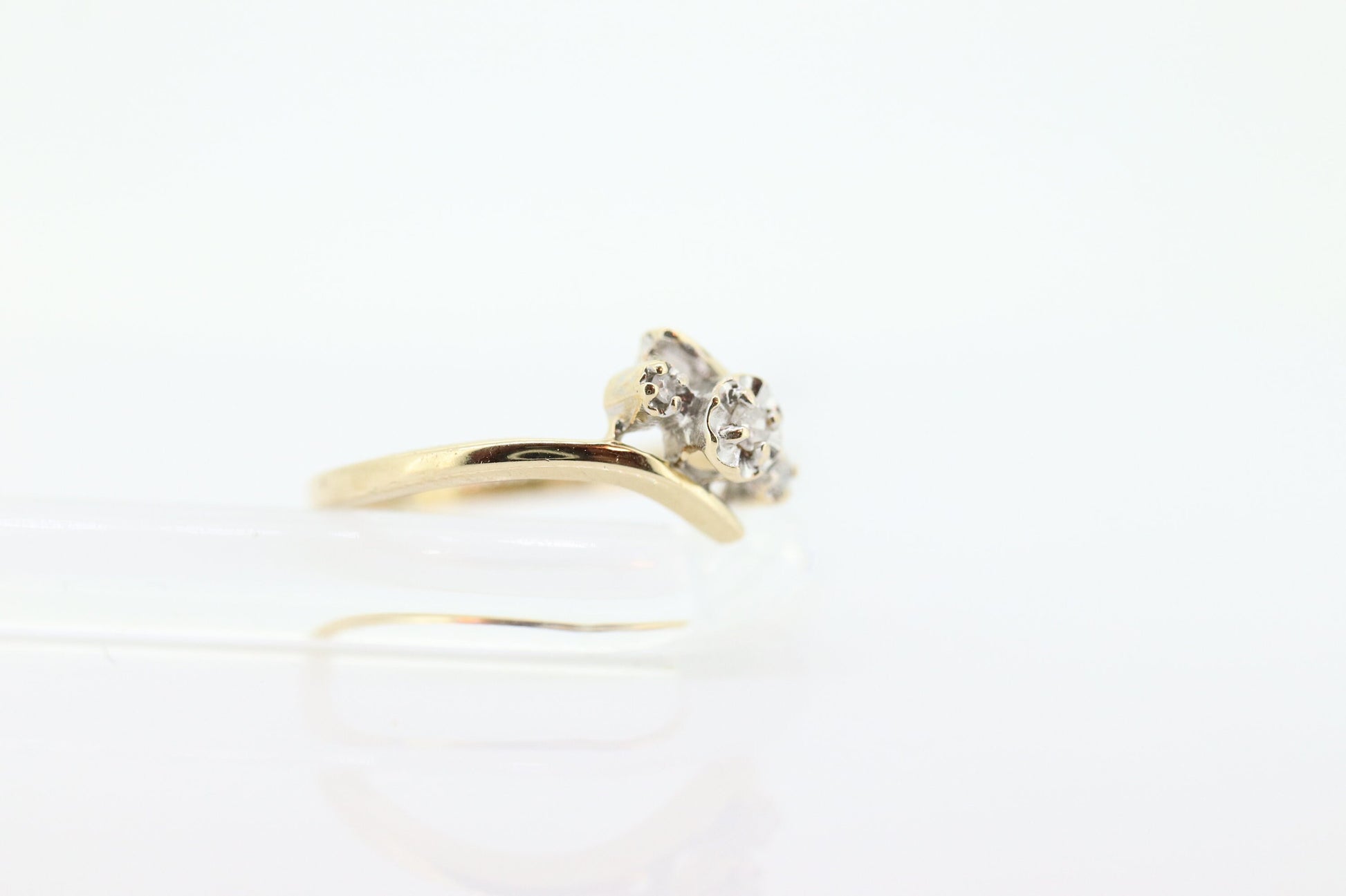 Diamond Cluster Ring. Diamond Ring. 10k Gold Ring. 3 Diamond bypass Ring. Engagement Ring st(35)