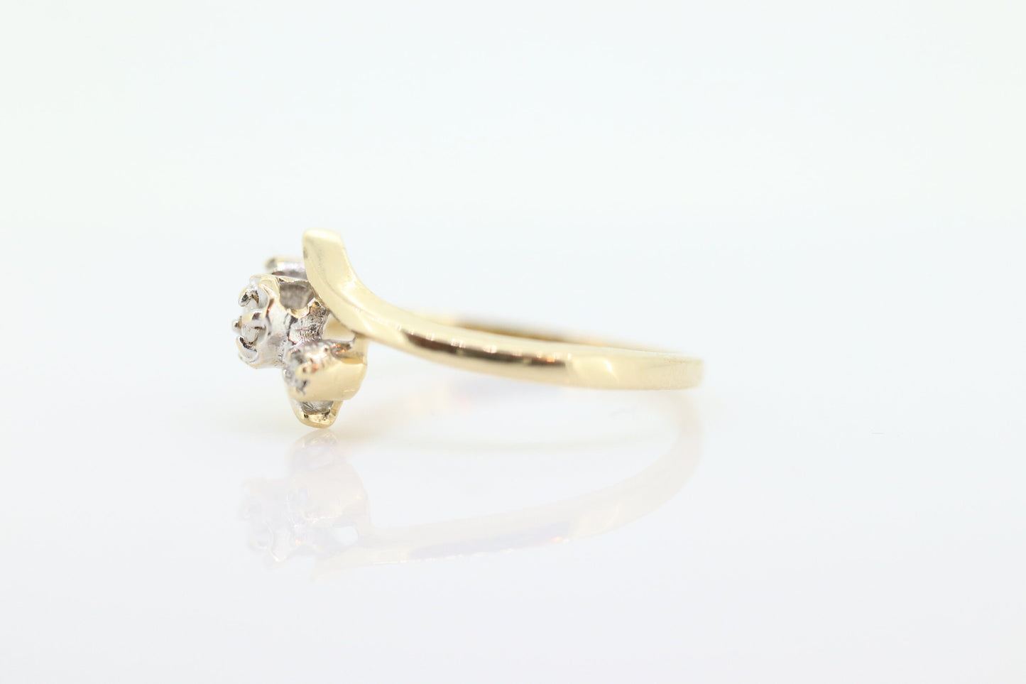 Diamond Cluster Ring. Diamond Ring. 10k Gold Ring. 3 Diamond bypass Ring. Engagement Ring st(35)