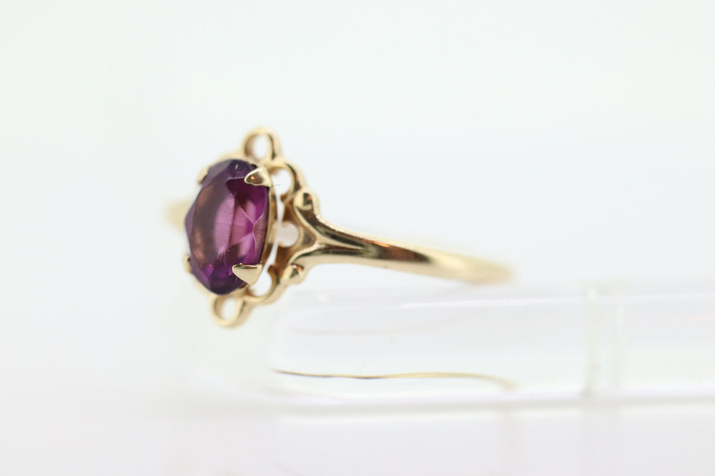 10k Purple Gem Prong Set. Paste Solitaire ring. st(15)