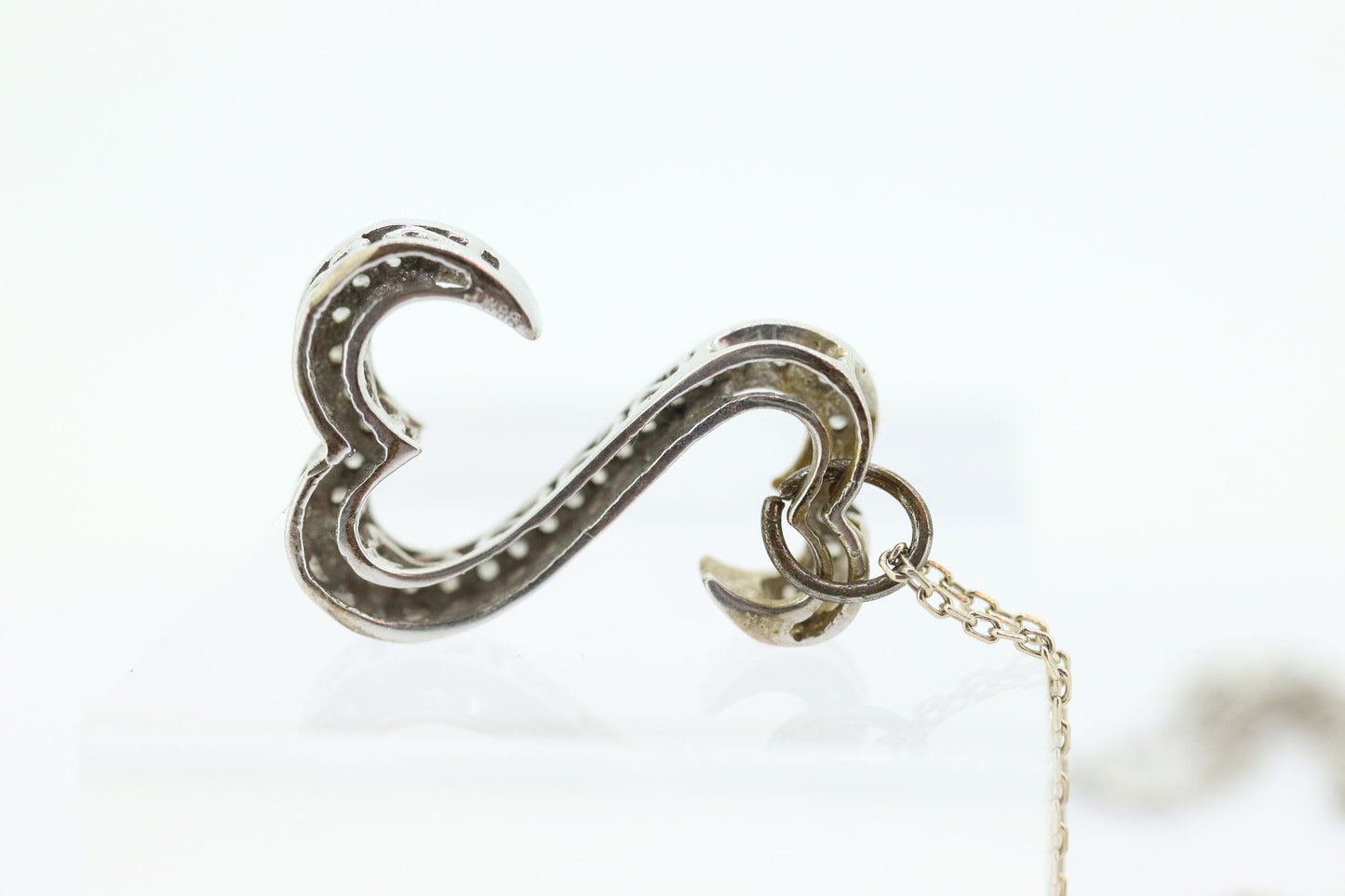 14k Jane Seymour Open Heart diamond pendant and necklace. 14k LARGE Double Heart JWBR Diamond Infinity Pendant. st(179)